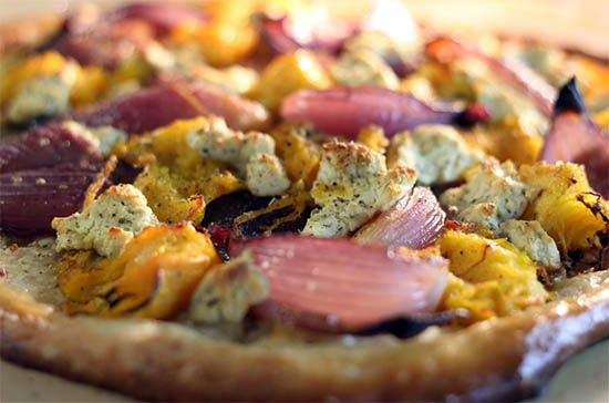 Roasted Pumpkin and Red Onion with Goat Cheese Pizza