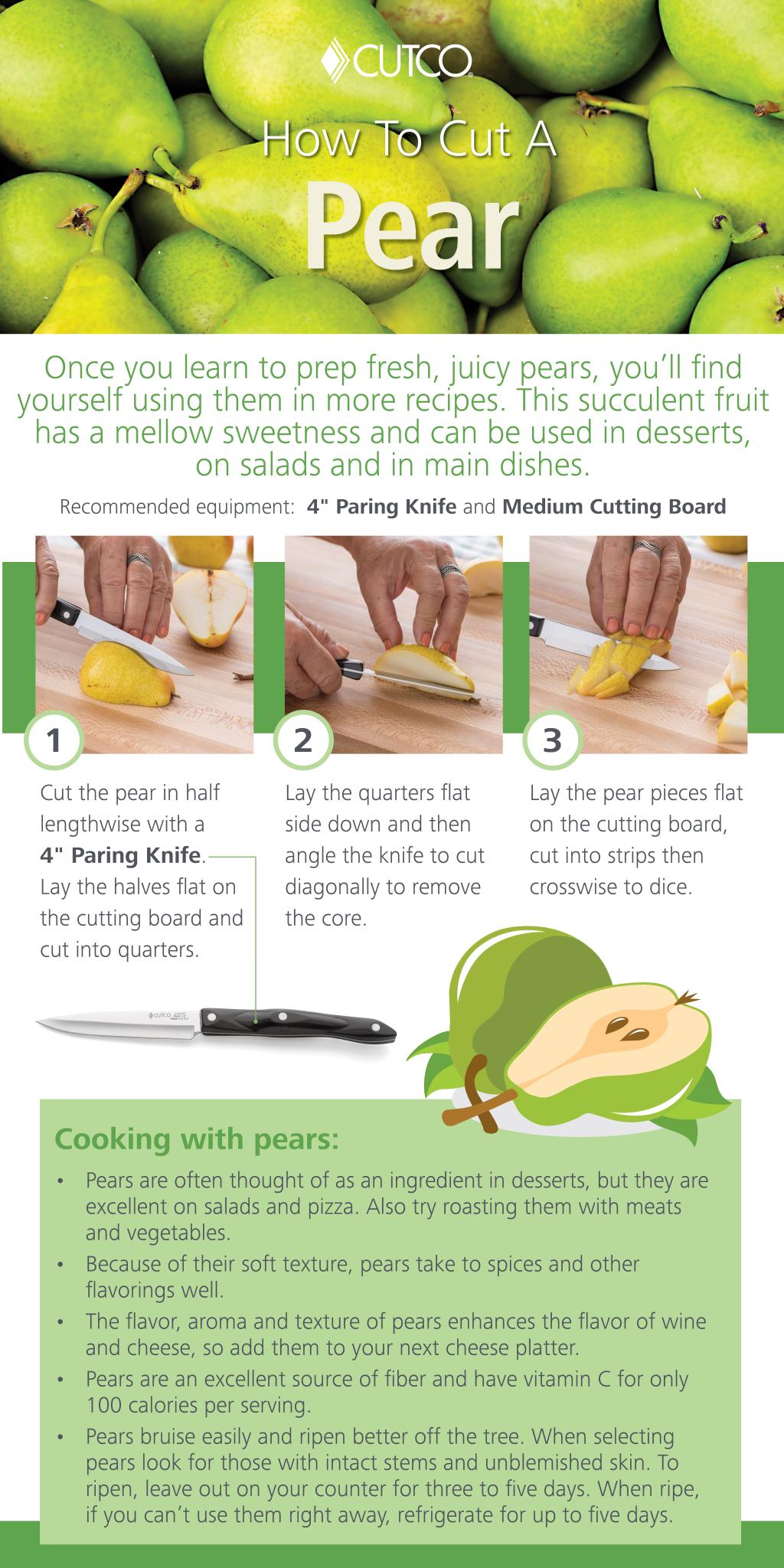 How to Cut a Pear in Half, into Slices, Cubed and Fancy