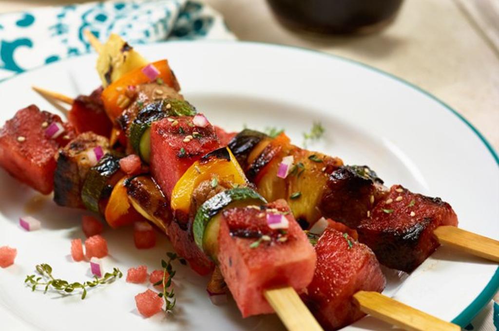 Pork and Watermelon Kabobs