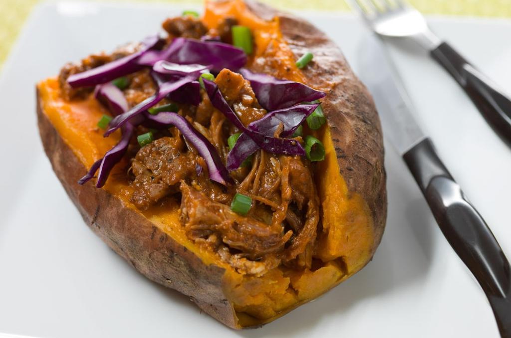 Pulled Pork Stuffed Sweet Potatoes