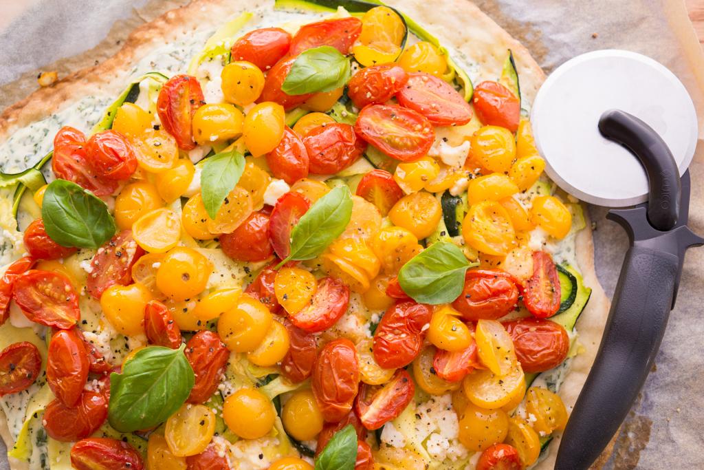 Summertime Zucchini Ricotta Pizza