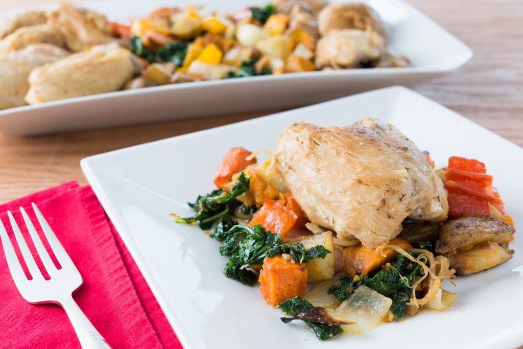 Braised Chicken Thighs With Roasted Vegetables