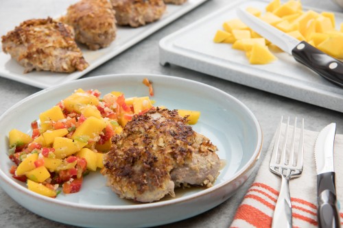 Coconut-Crusted Pork Tenderloin With Mango Salsa