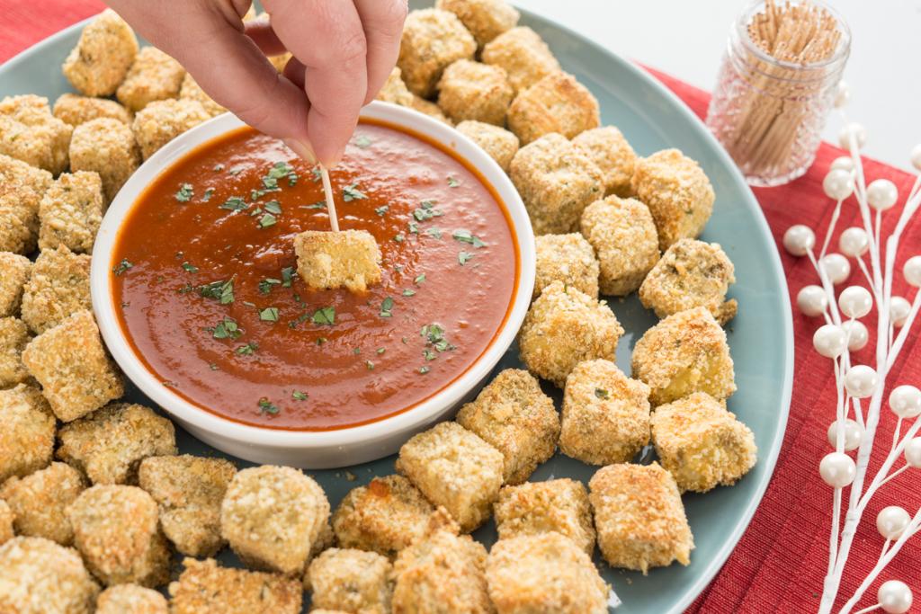 Bite-Sized Eggplant Parmesan Appetizer