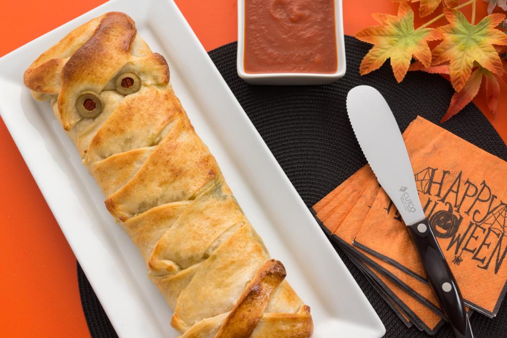 Mummy Calzone for Halloween