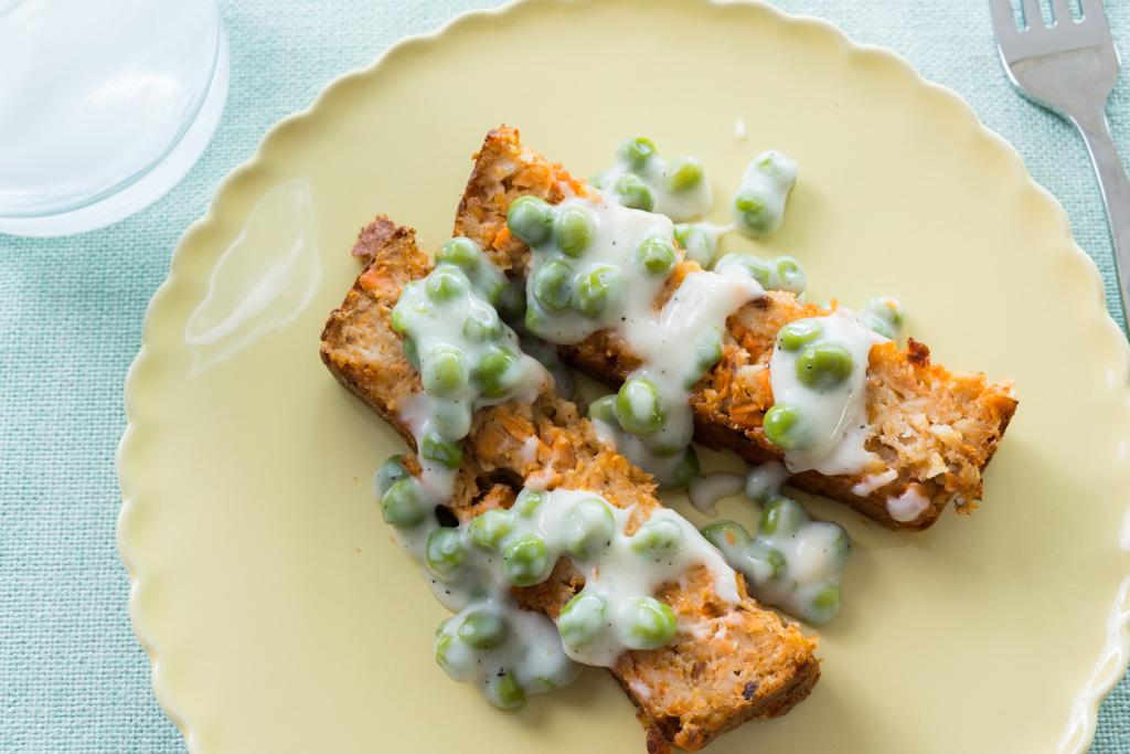 Salmon Loaf With Creamed Peas