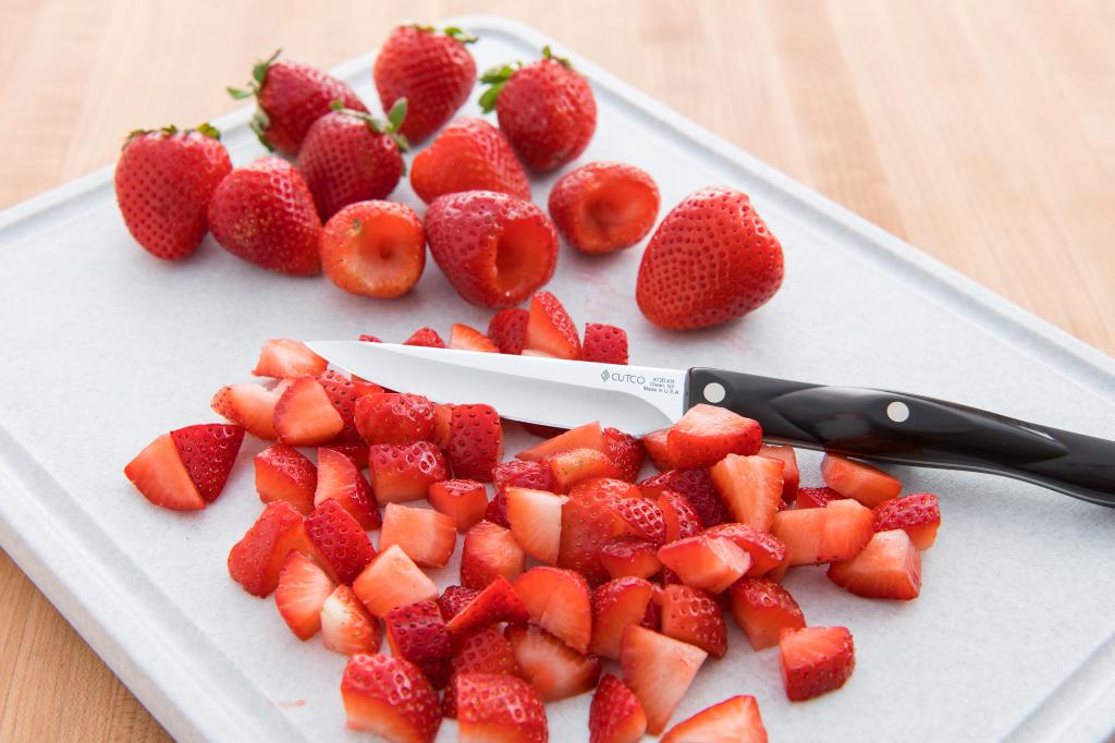 Dicing the strawberries with a 3 Inch Gourmet Paring Knife.