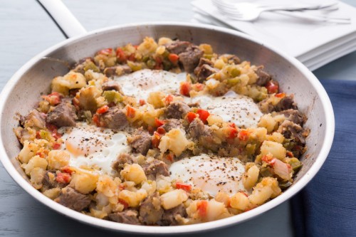 Crispy Skillet Potatoes With Steak and Eggs