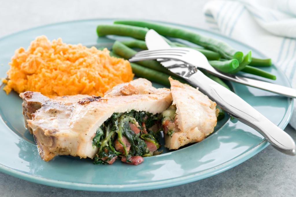 Spinach and Capocollo Stuffed Pork Chops