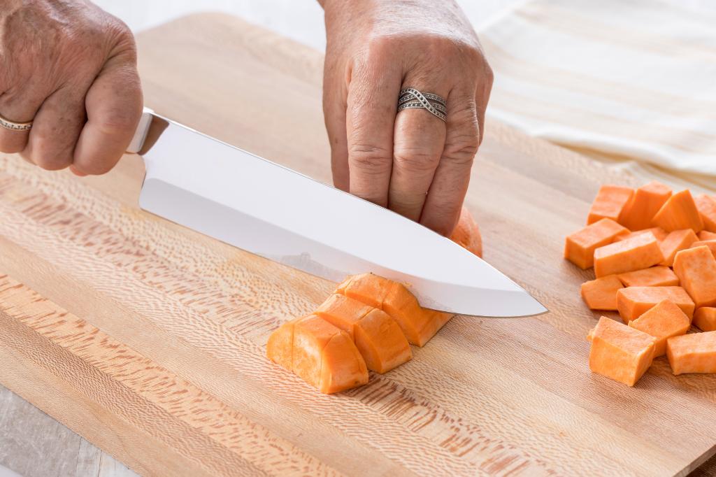 How to Cut a Sweet Potato Without Chipping Your Knife  So you've got a new  Japanese knife? Here's how you cut something big and awkward without  chipping your knife or cutting