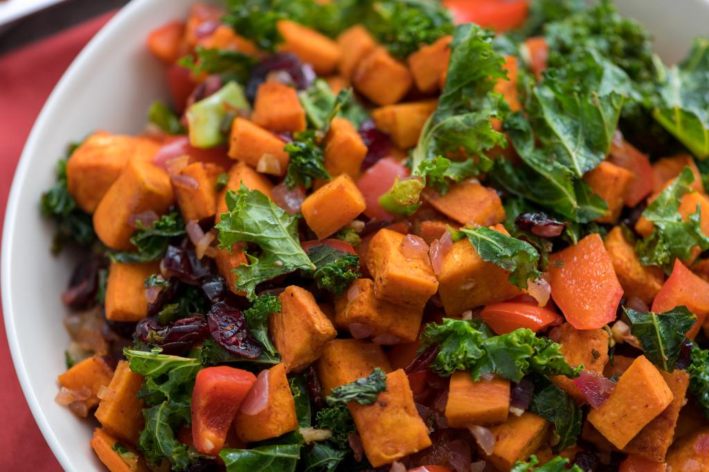 Roasted Sweet Potato and Kale Hash