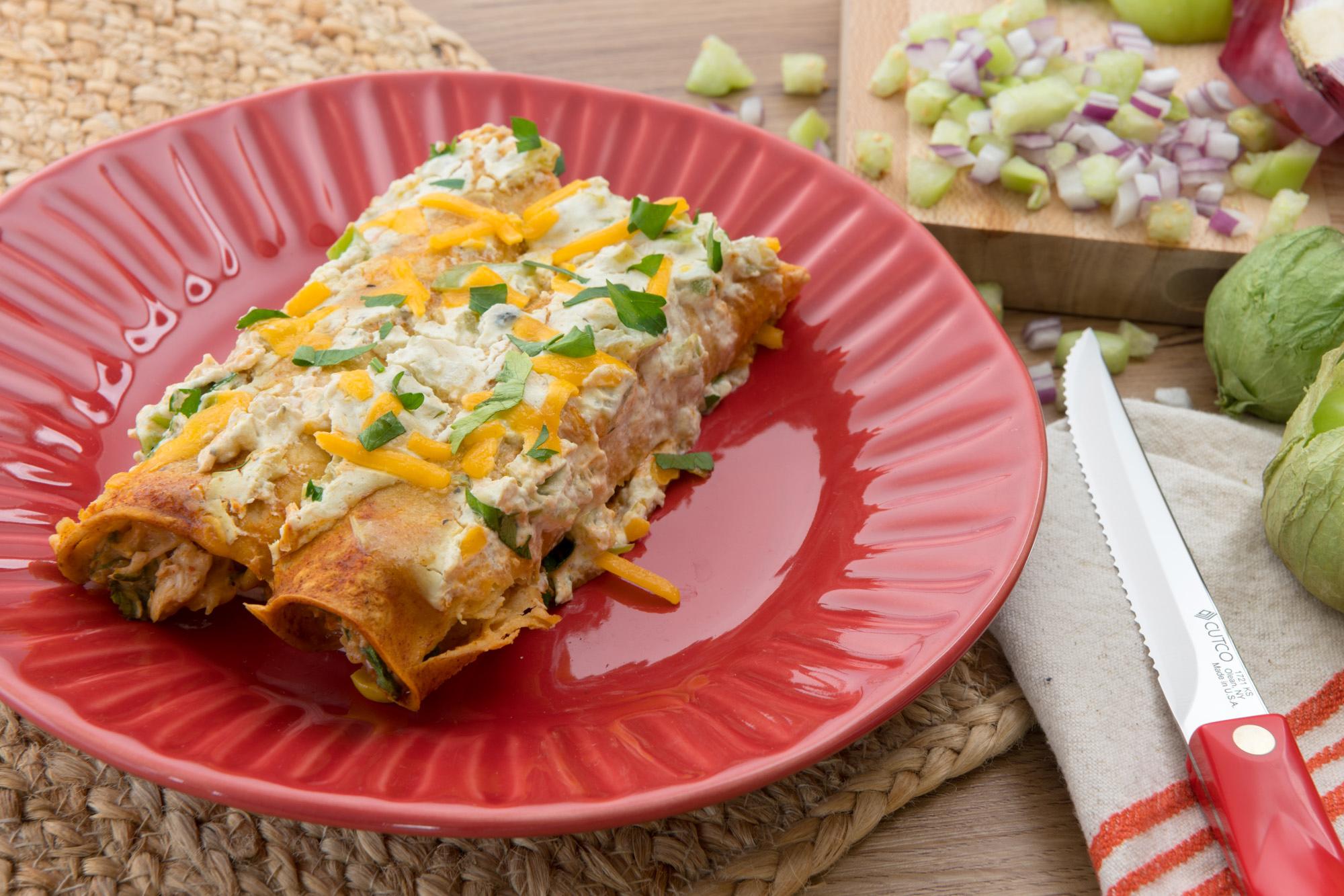 Chicken and Corn Enchiladas With Salsa Verde