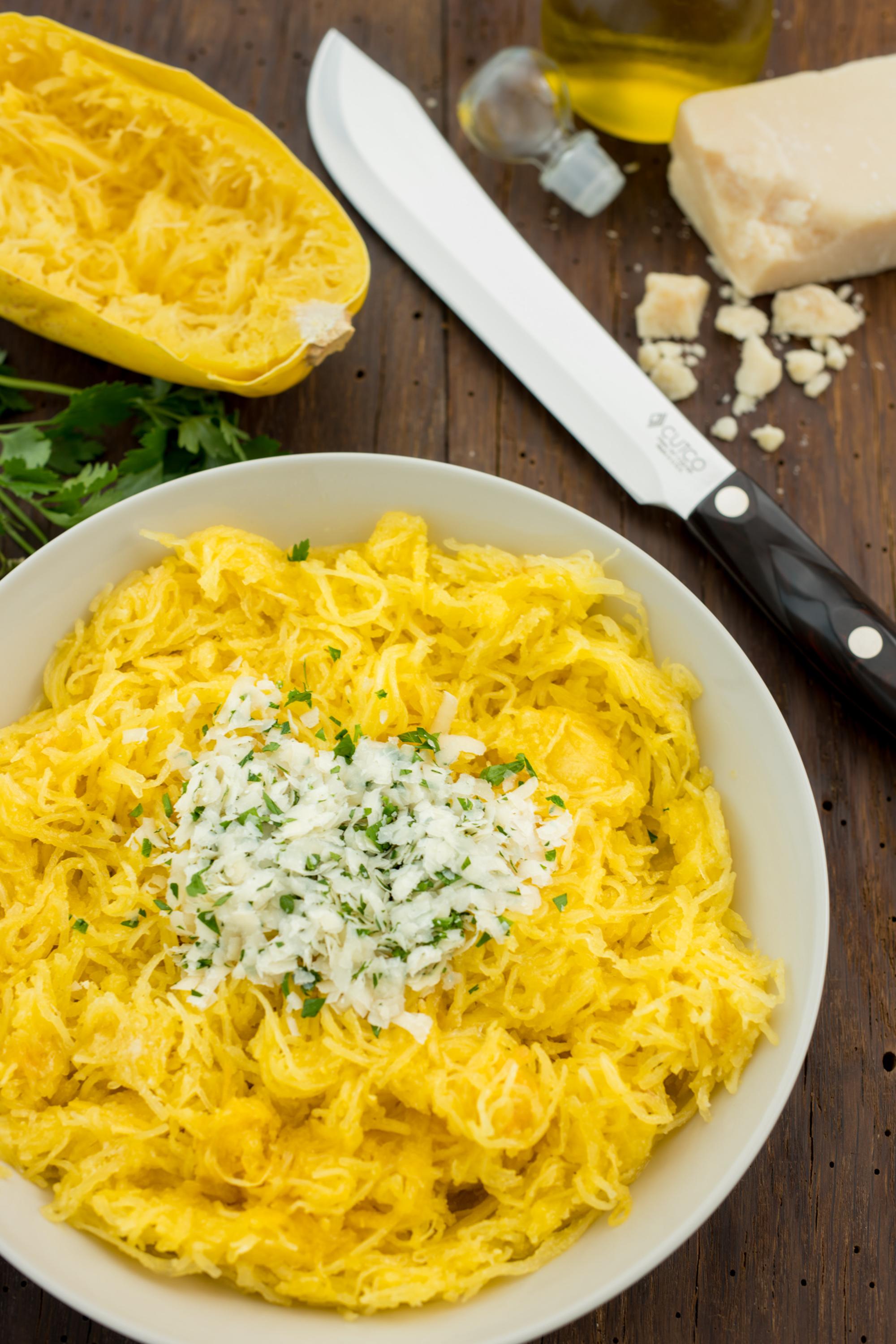 Spaghetti Squash with Extra Virgin Olive Oil, Garlic & ParmigianoReggiano