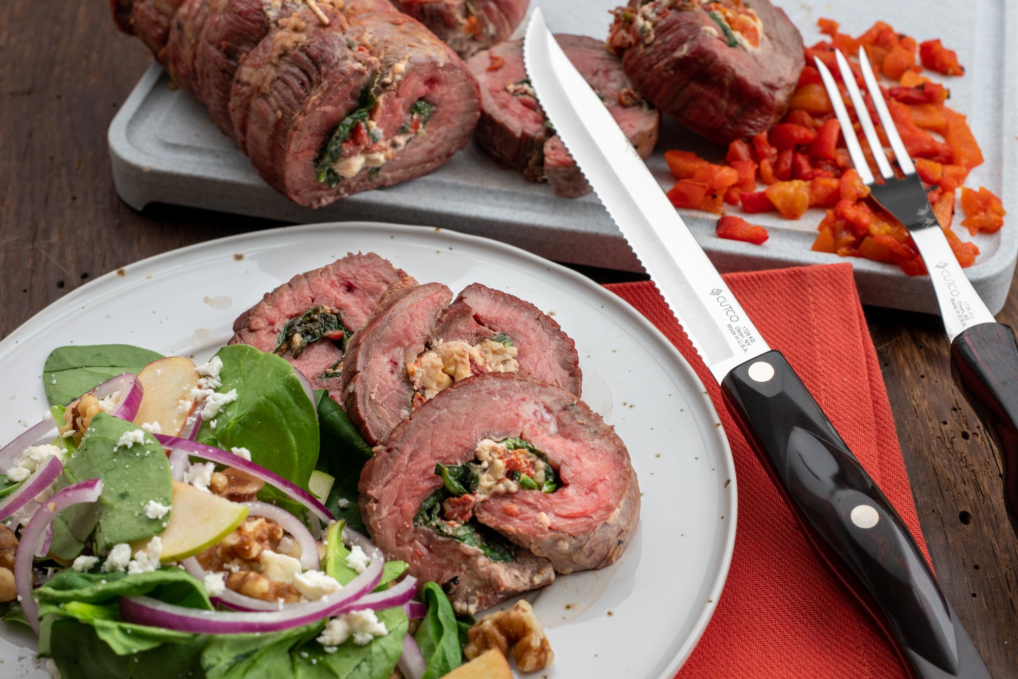 Flank Steak Stuffed With Spinach and Blue Cheese