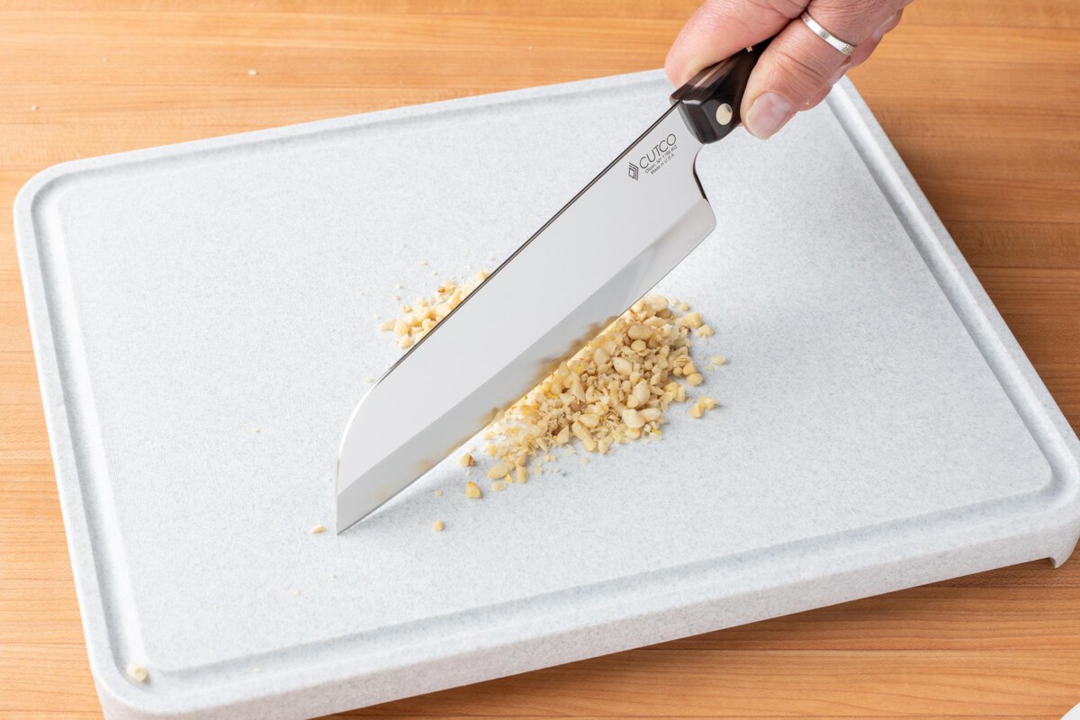 Use a 7 inch Santoku to chop the nuts.