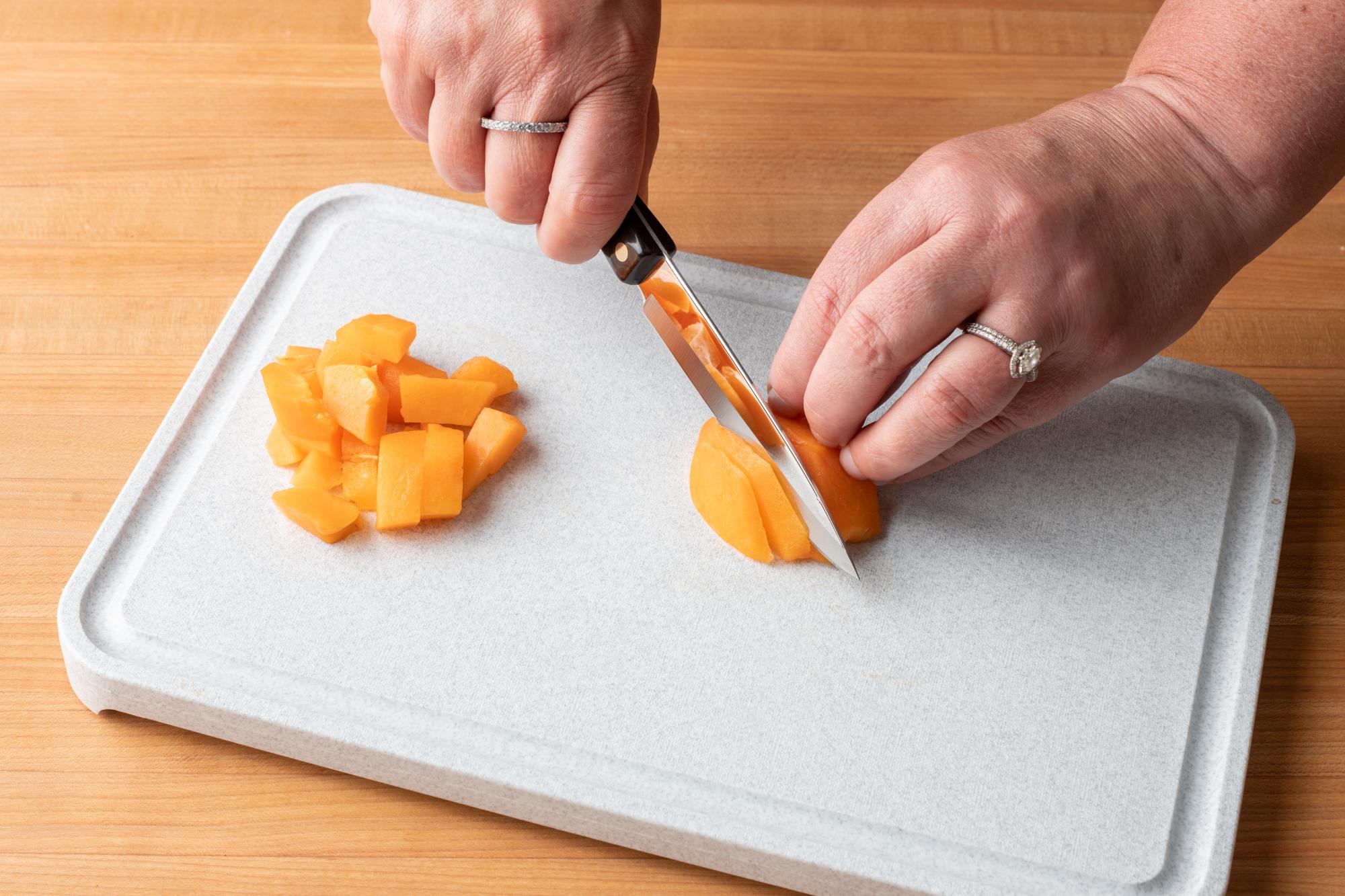 The 4 inch Paring Knife is perfect for dicing the apricots.