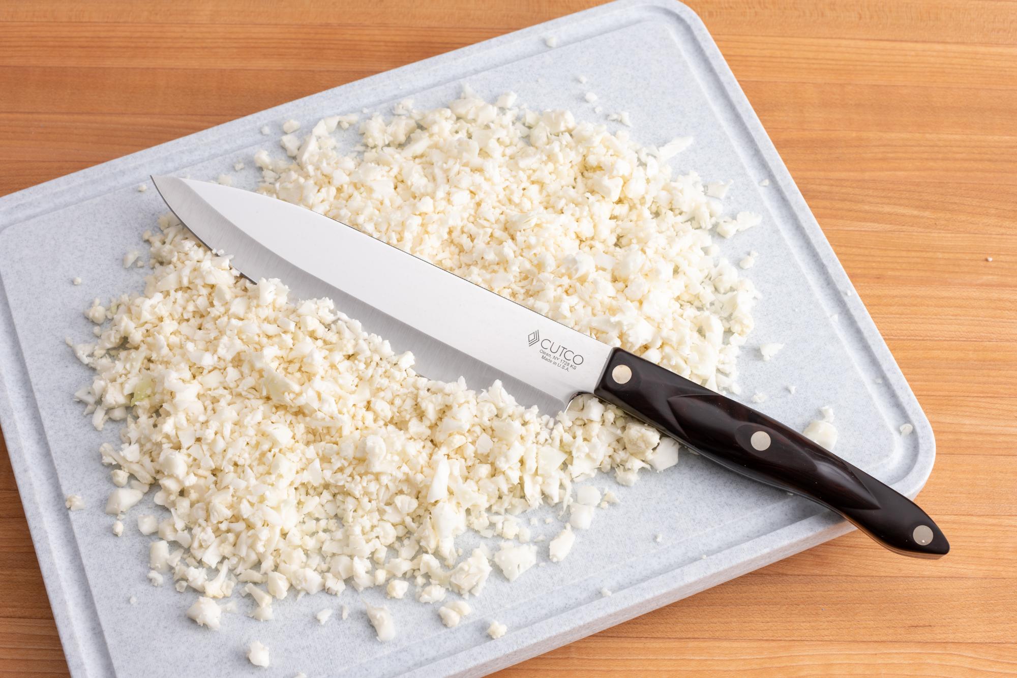 Riced cauliflower with a Petite Chef.