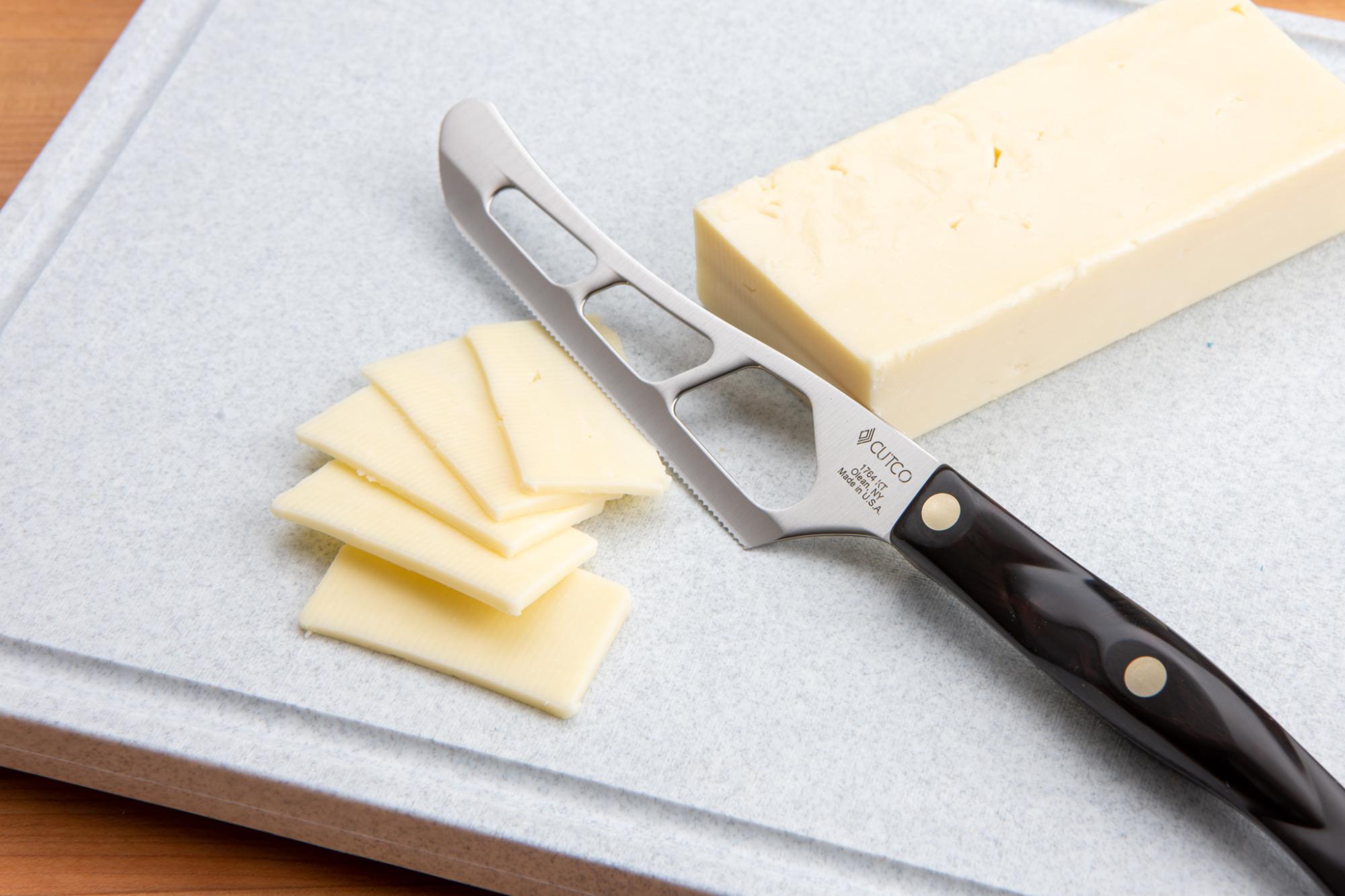 The Traditional Cheese Knife is perfect for cutting cheese into thin slices.