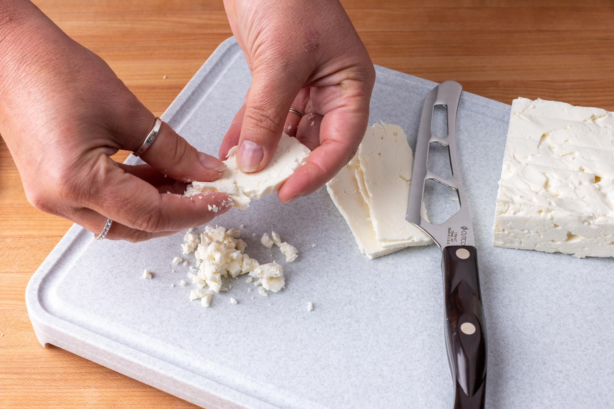 The Traditional Cheese knife was used to cut planks of feta cheese.