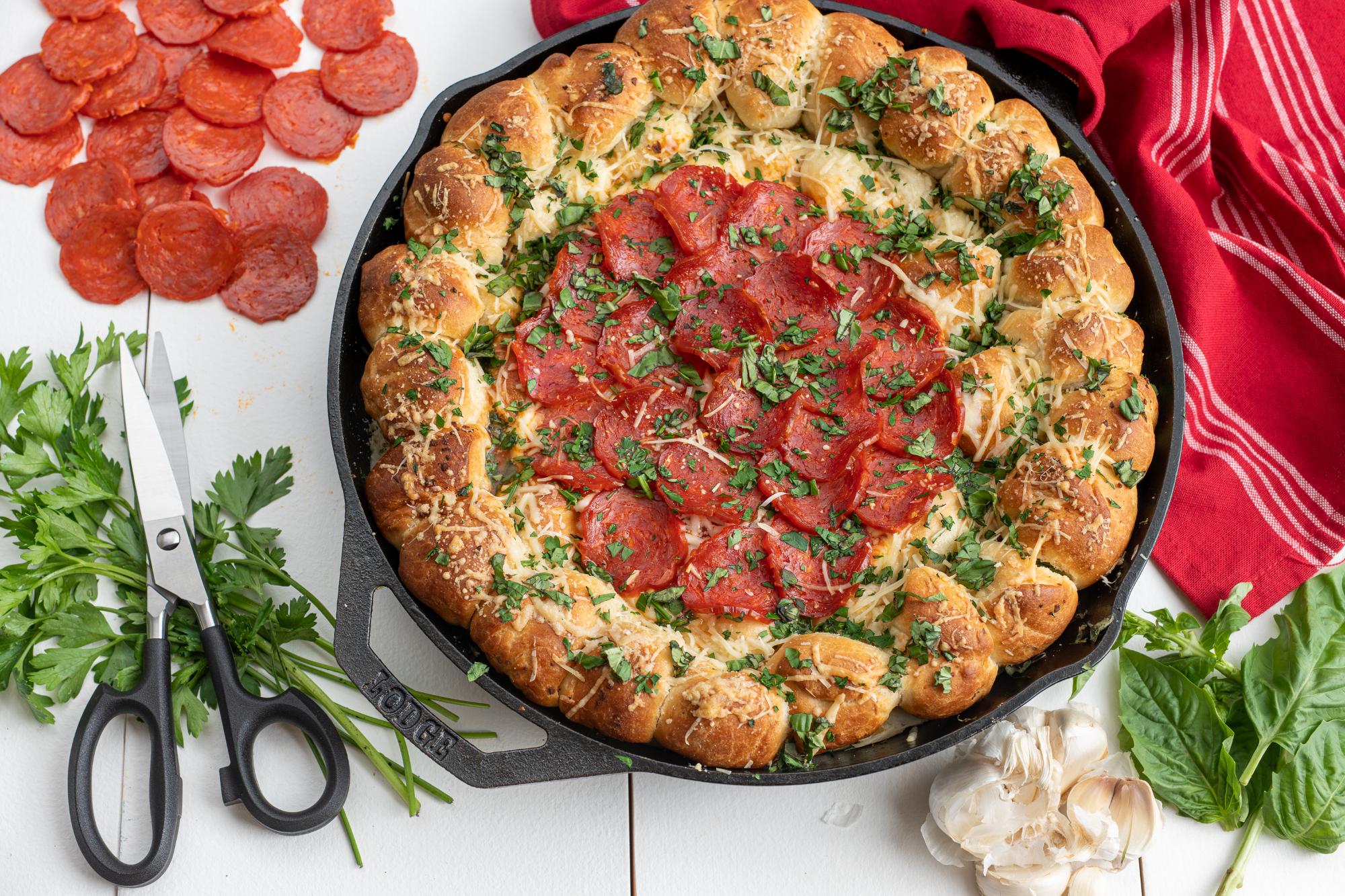 Pizza Dip Appetizer in a Skillet