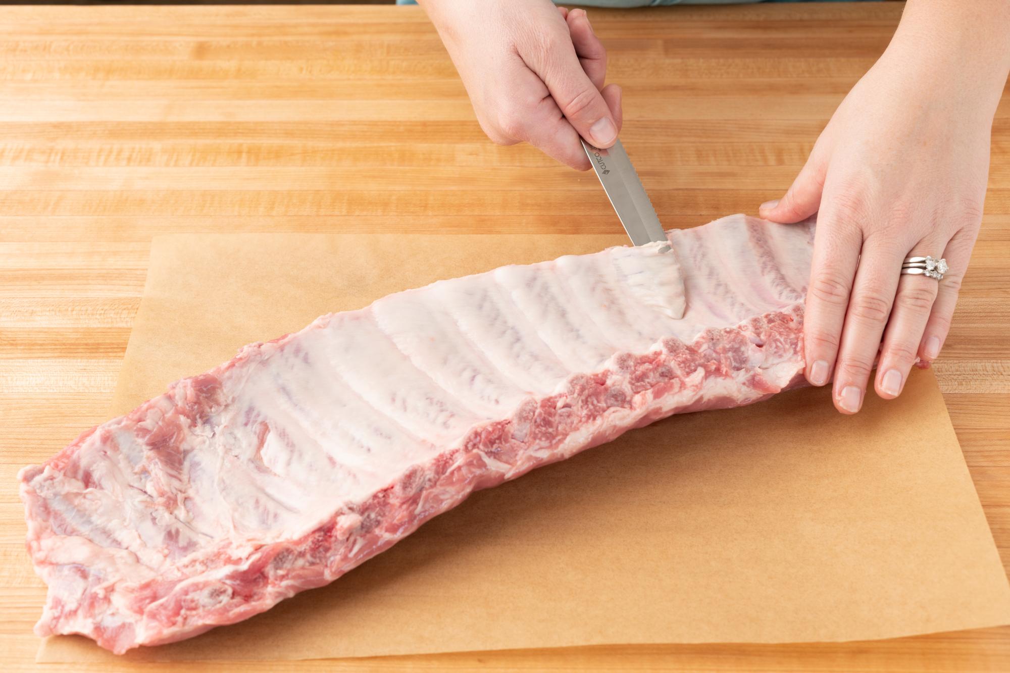 The Cutco Steak Knife's rounded tip is perfect for removing the membrane.
