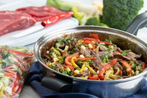 Steak, Broccoli and Peppers Skillet Freezer Meal