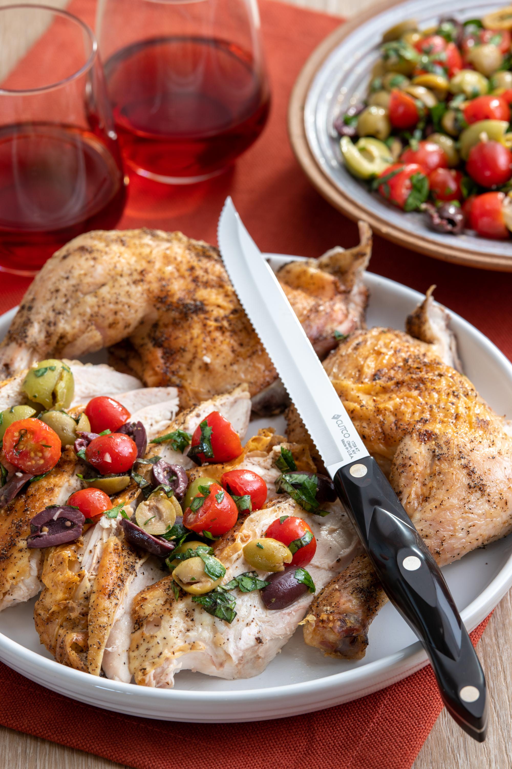 Chicken with Green Olives, Tomato and Parsley