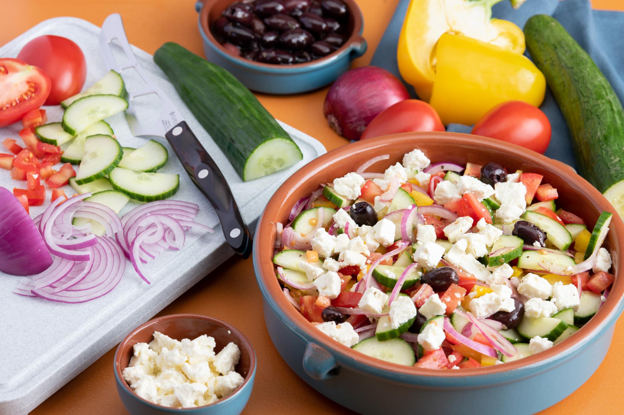 Greek Salad with Cucumber, Kalamata Olives and Feta Cheese