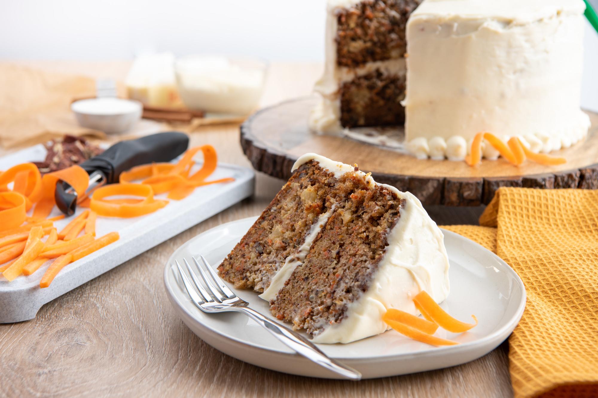 Easy Carrot Cake Recipe Baked in Lodge Wedge Pan