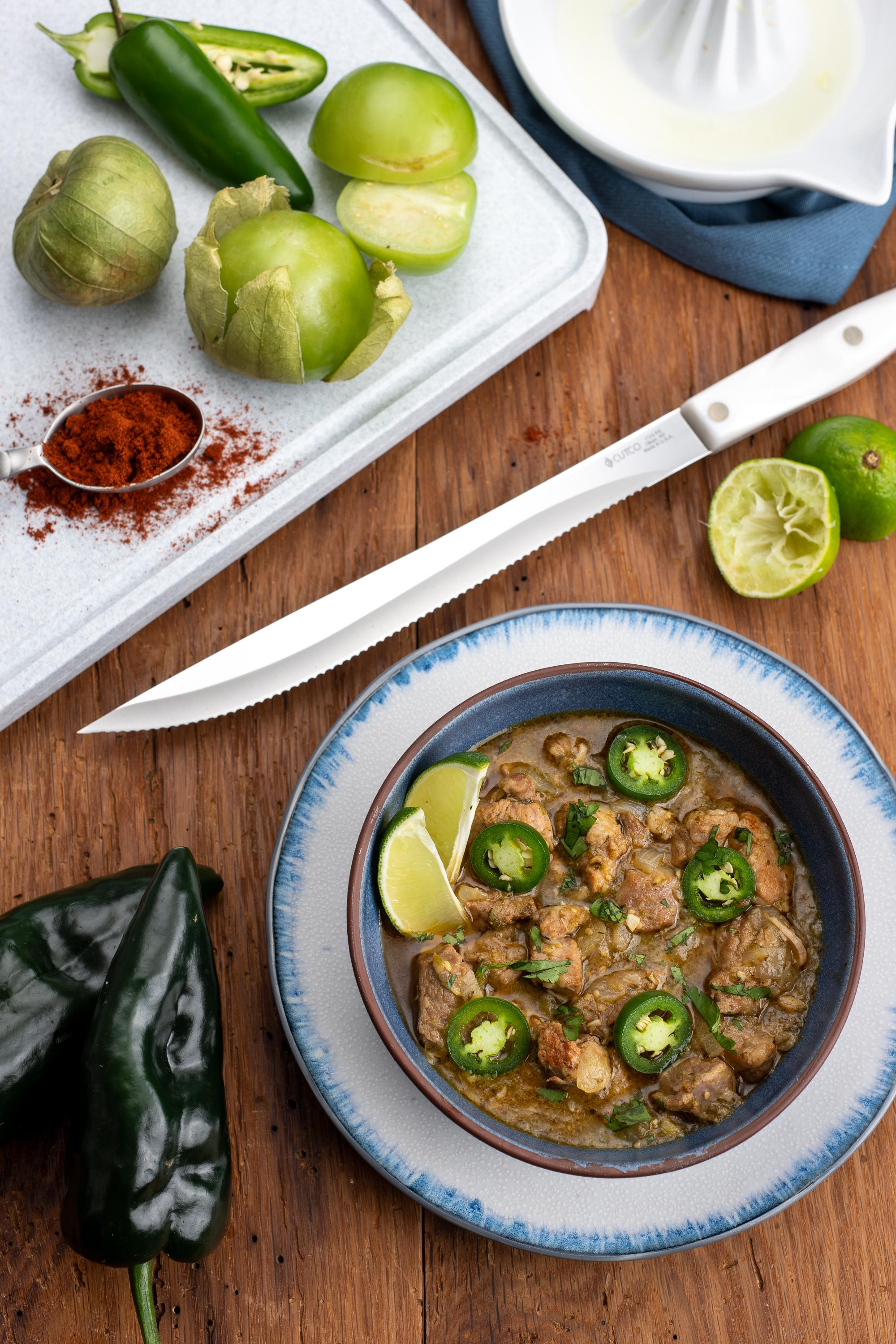 Chile Verde with Roasted Tomatillos and Peppers
