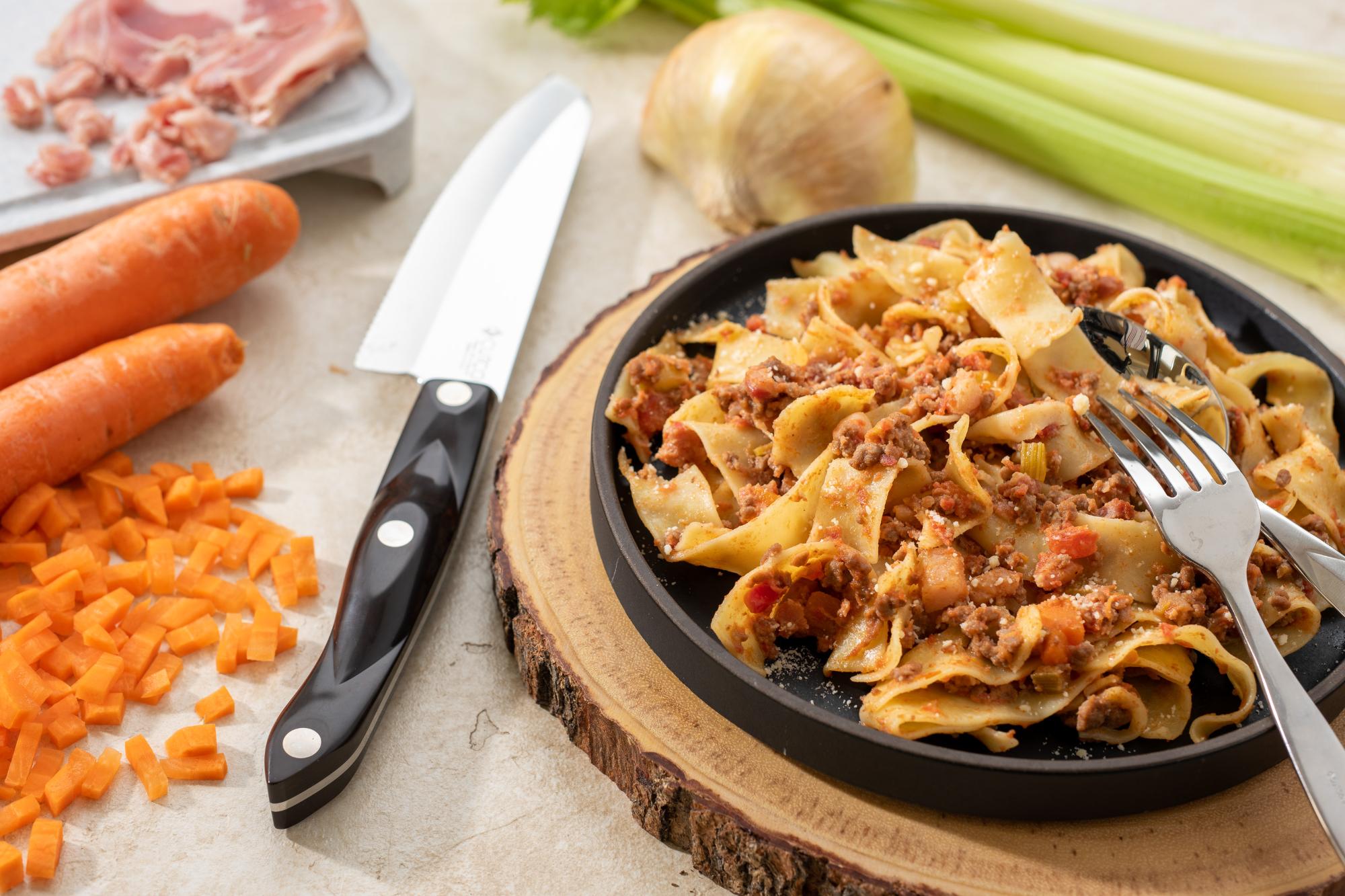 Italian Bolognese Sauce With Pancetta and Papperdelle