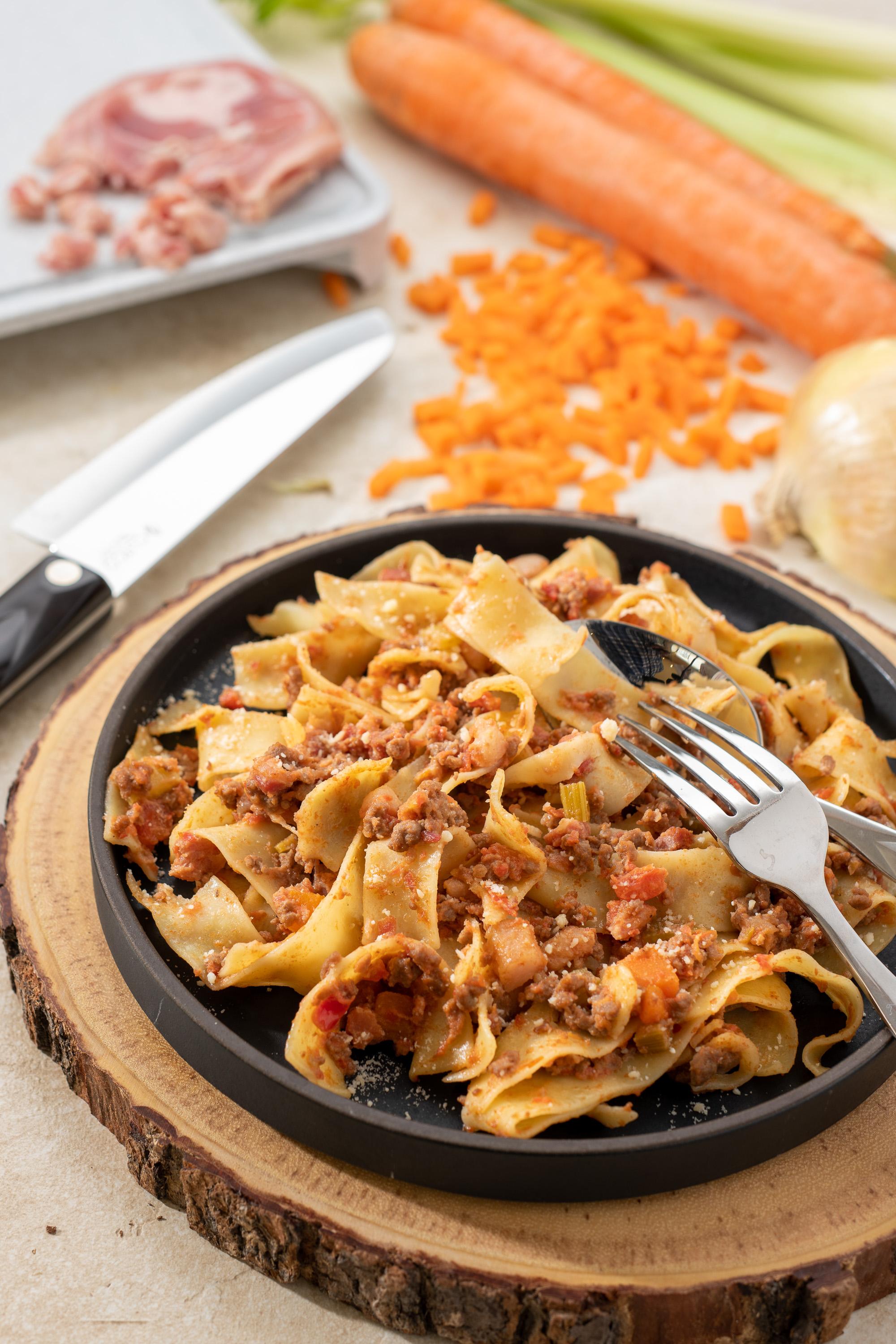 Italian Bolognese Sauce with Pancetta and Papperdelle