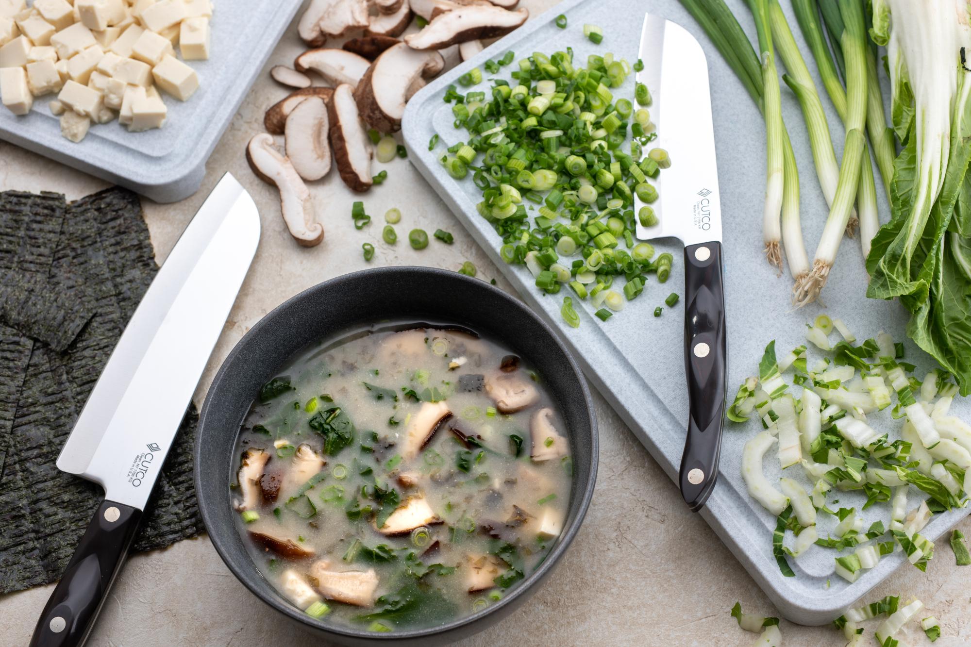 Miso Soup With Tofu, Mushrooms and Bok Choy