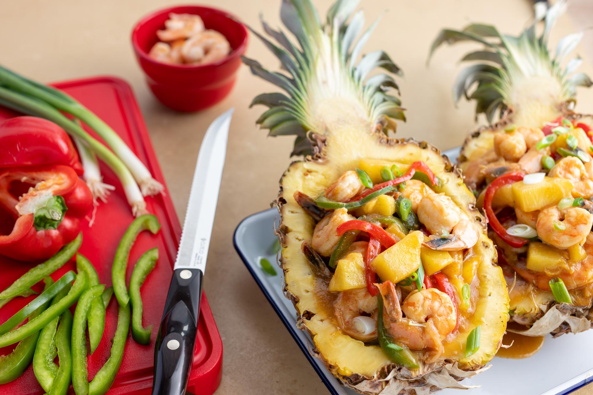 Pineapple Shrimp Boats With Bell Peppers