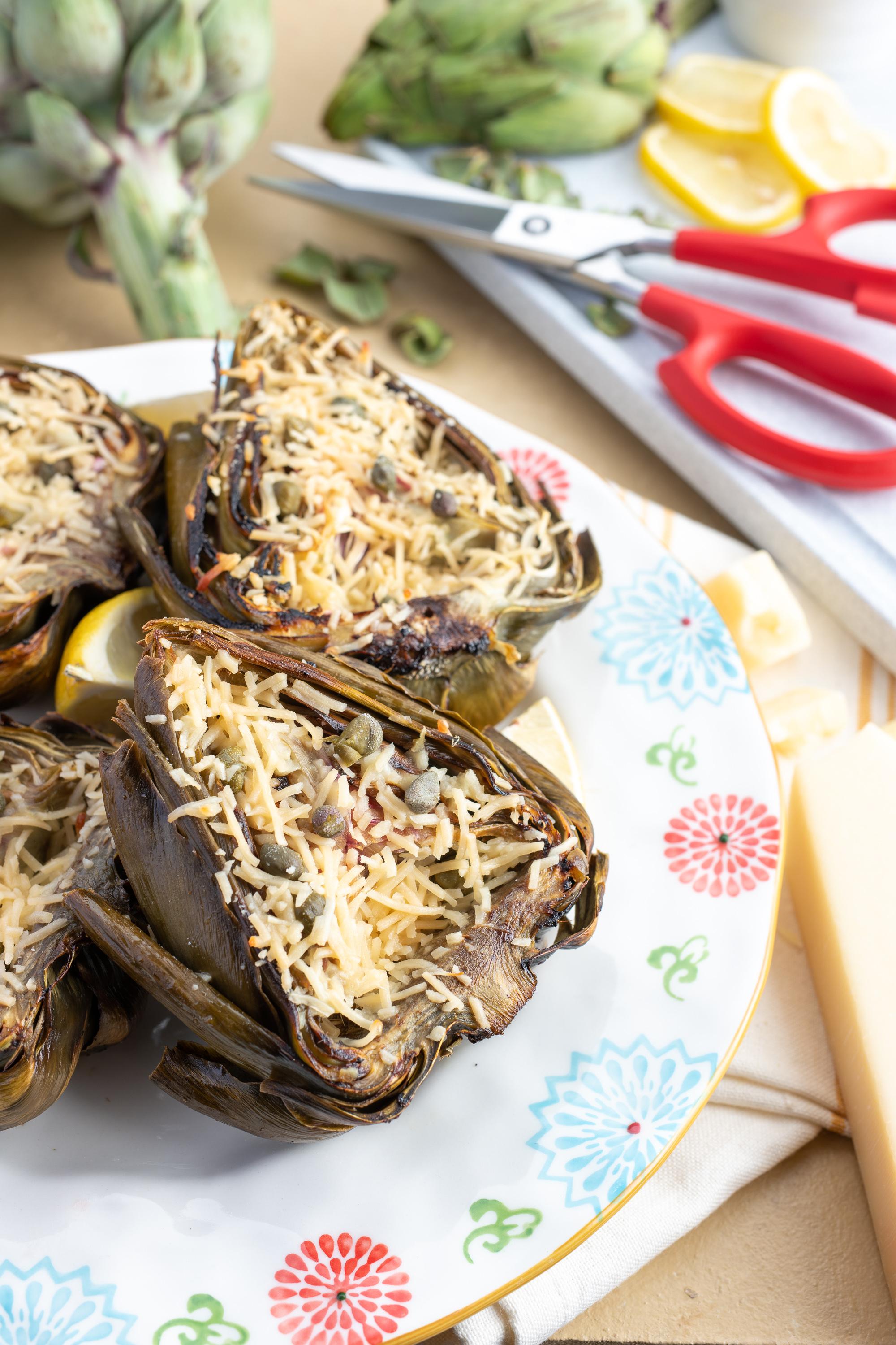 Roasted Artichoke with Parmesan, Garlic and Lemon