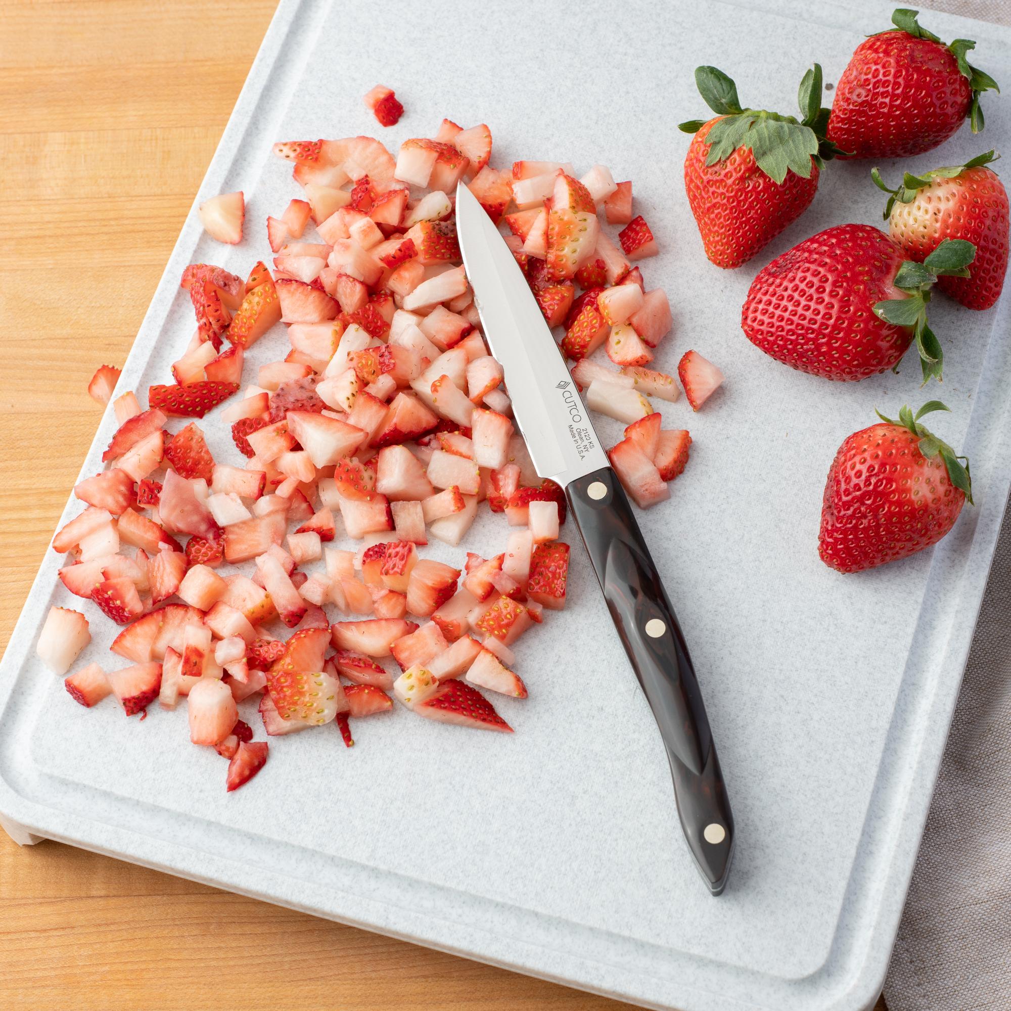 Sliced strawberries with a 4 inch Paring Knife.