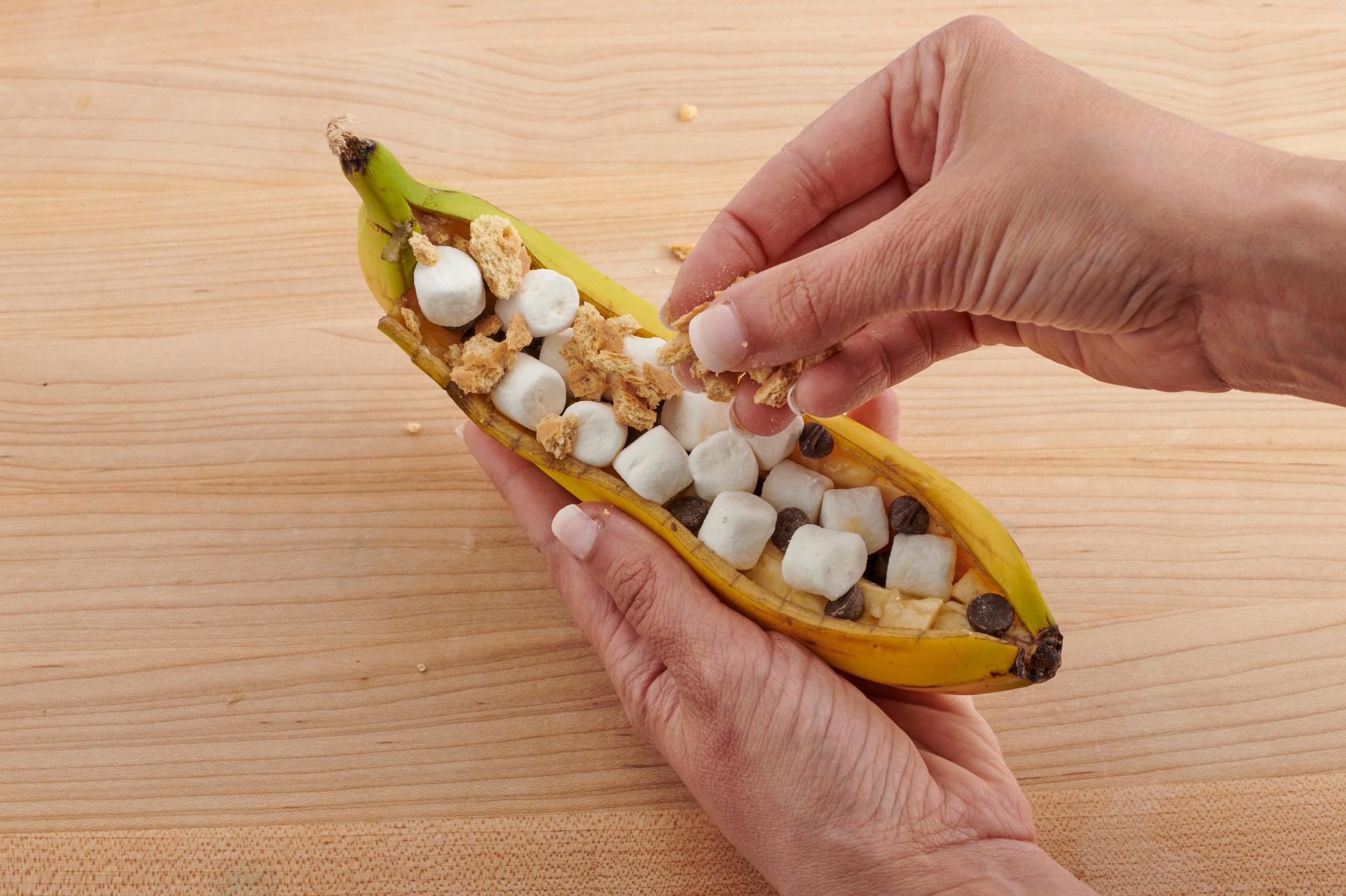 Air Fryer Chocolate Banana Boat S'mores