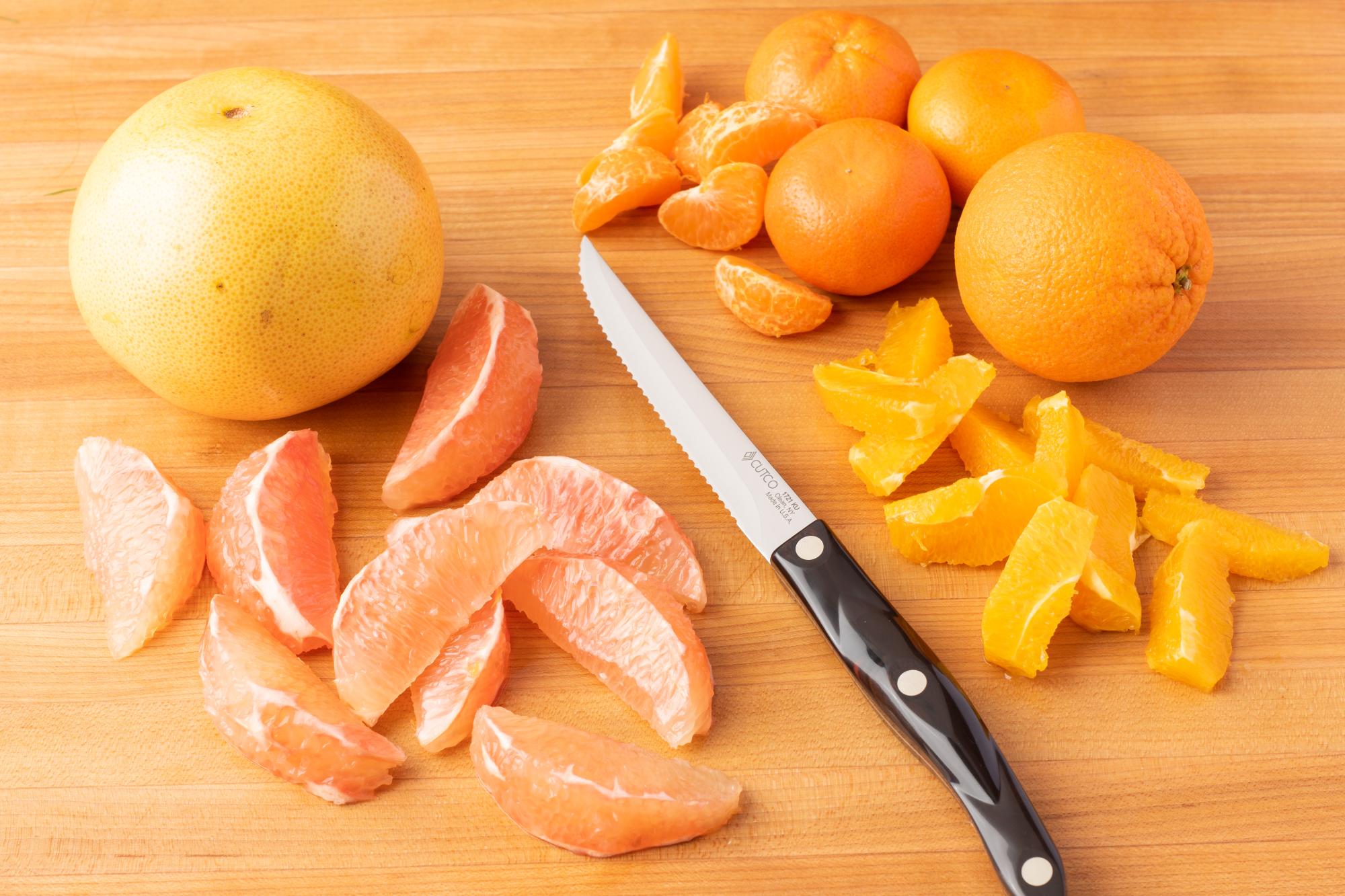 Peel and cut the citrus with a Trimmer.
