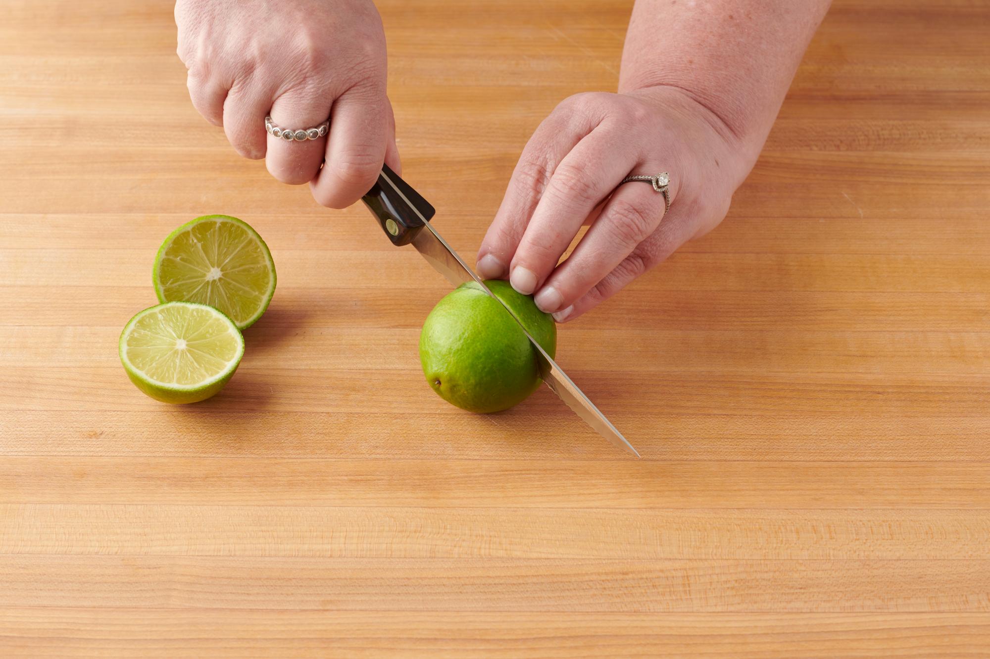 Using a Trimmer to cut the lime.