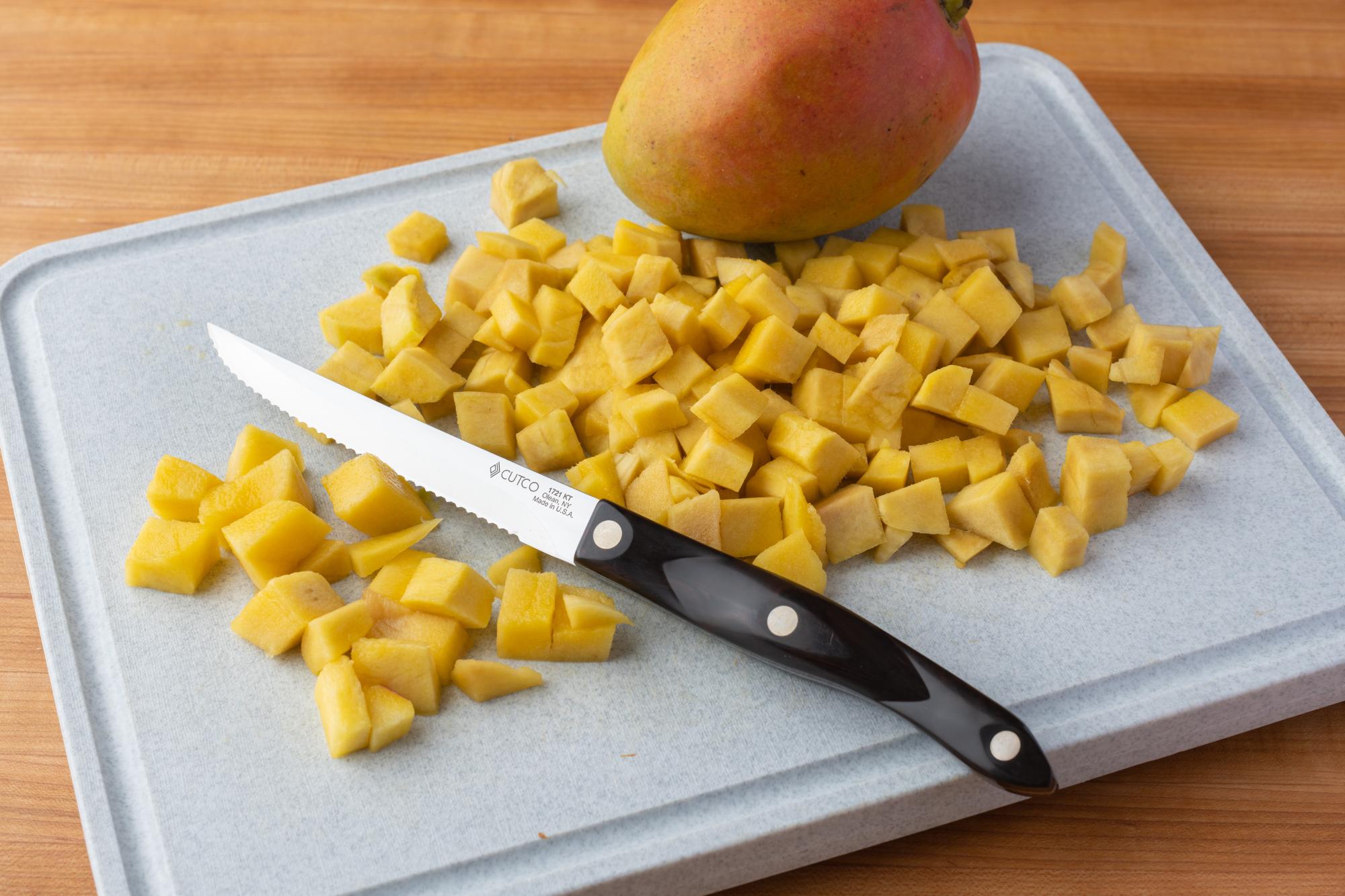 Diced Mango with a Trimmer.