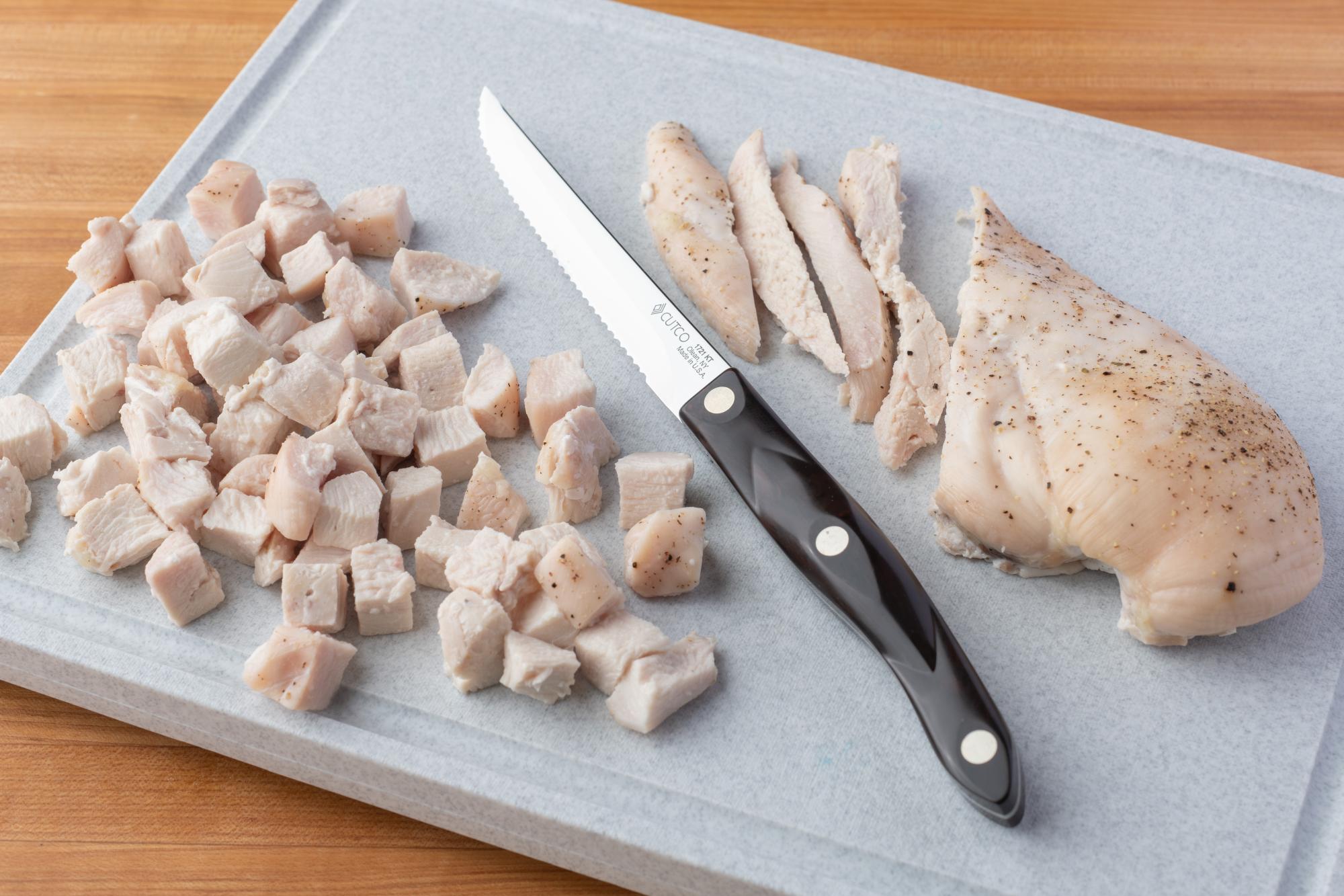 Use the Trimmer to cut the chicken into bite size pieces.