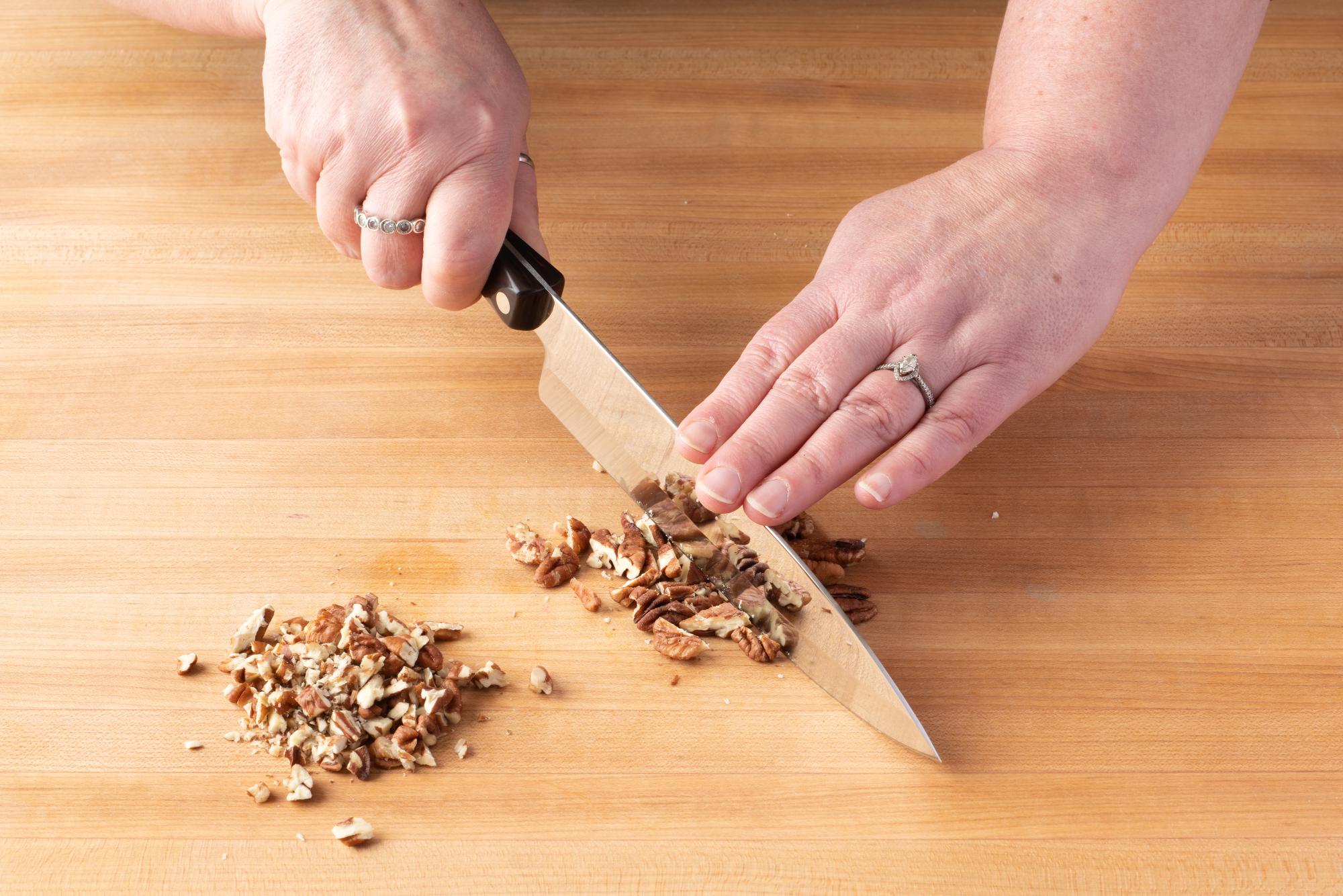 Chopping pecans with a Petite Chef.