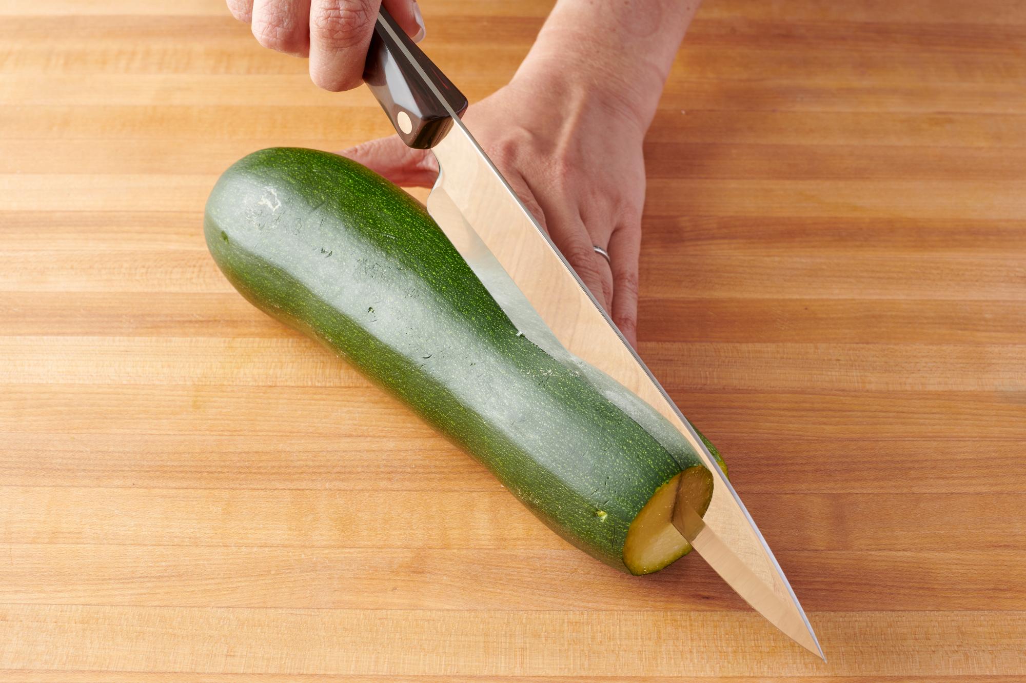 Cutting the Zucchini with a French Chef.