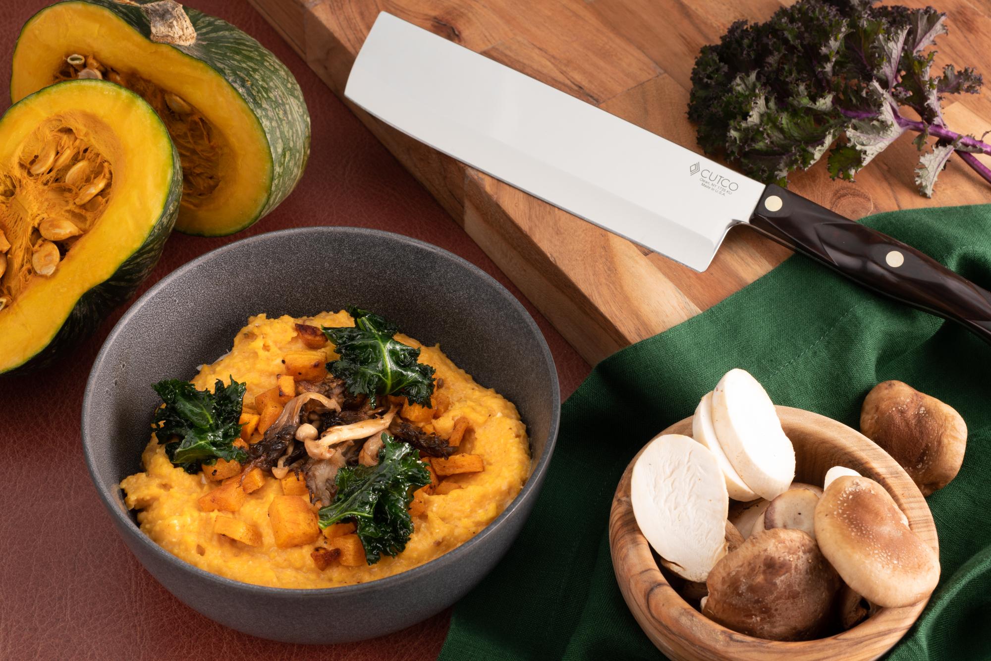 Winter Squash Polenta With Roasted Maitake Mushrooms