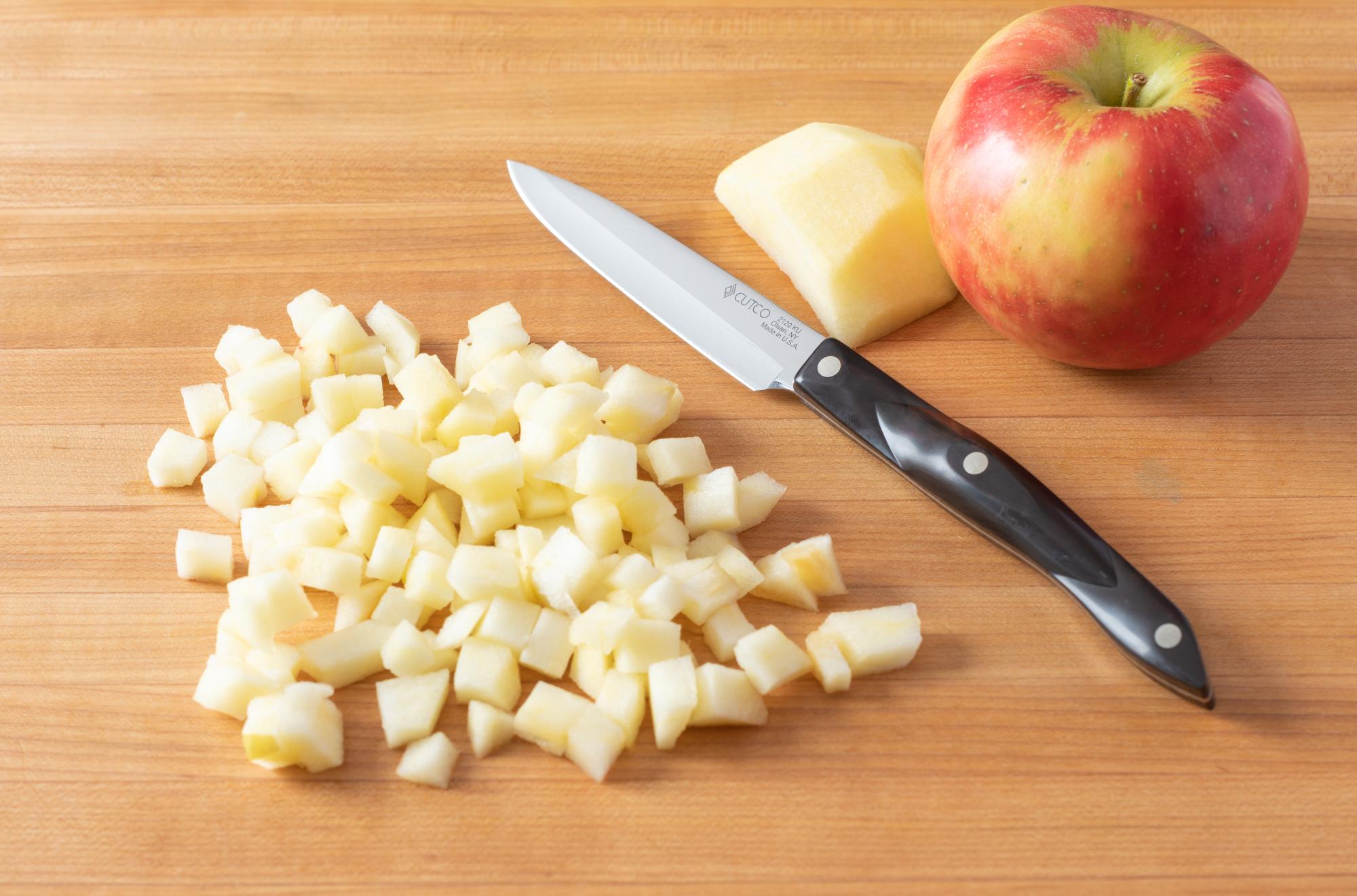 Dice the apple with a 4 Inch Paring Knife.