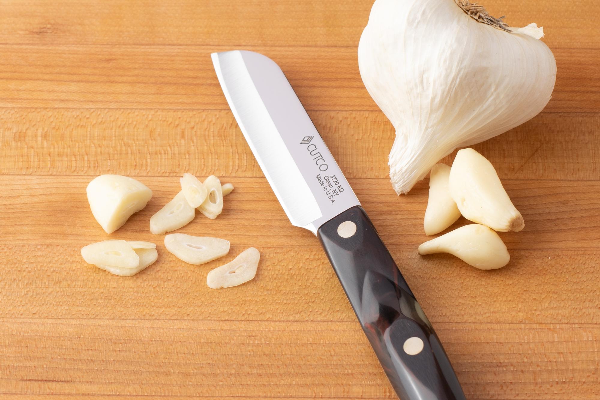 Slice the garlic with a Santoku-Style Paring Knife.