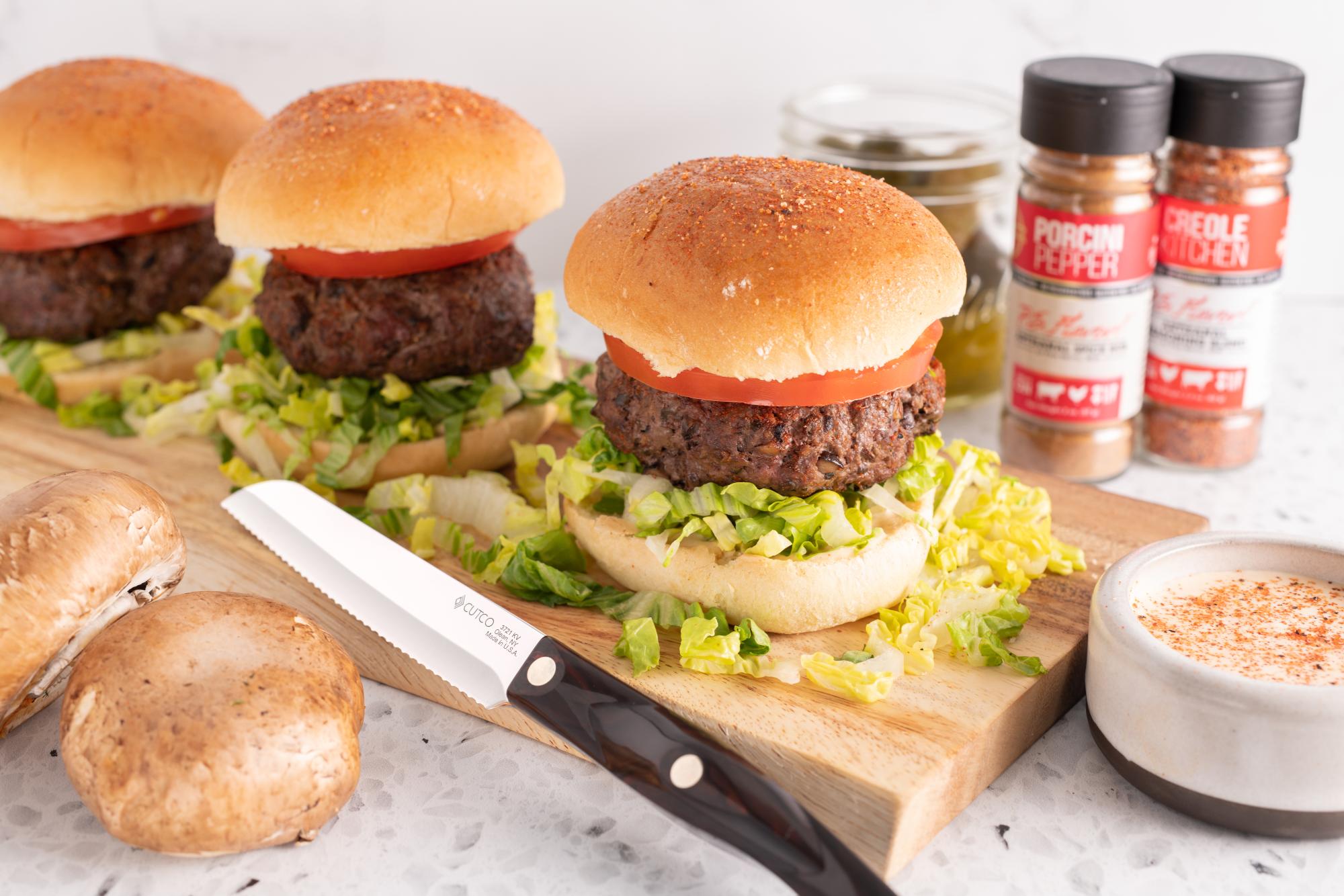 Backyard Umami Burgers With Mushroom Blend