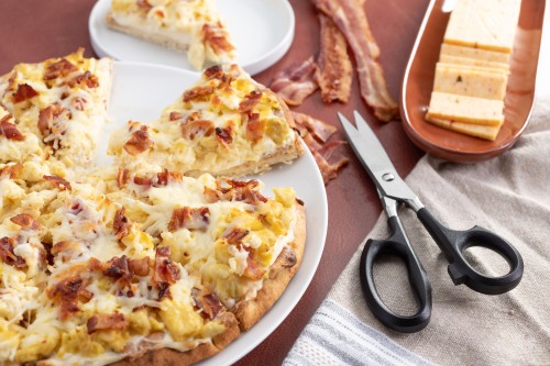 Breakfast Pizza With Eggs and Bacon