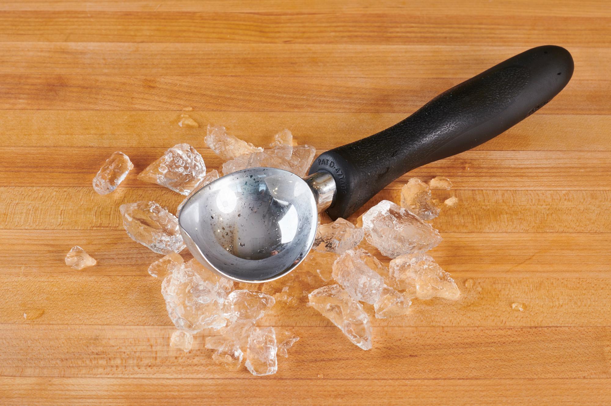 Crushed ice with and Ice Cream Scoop.