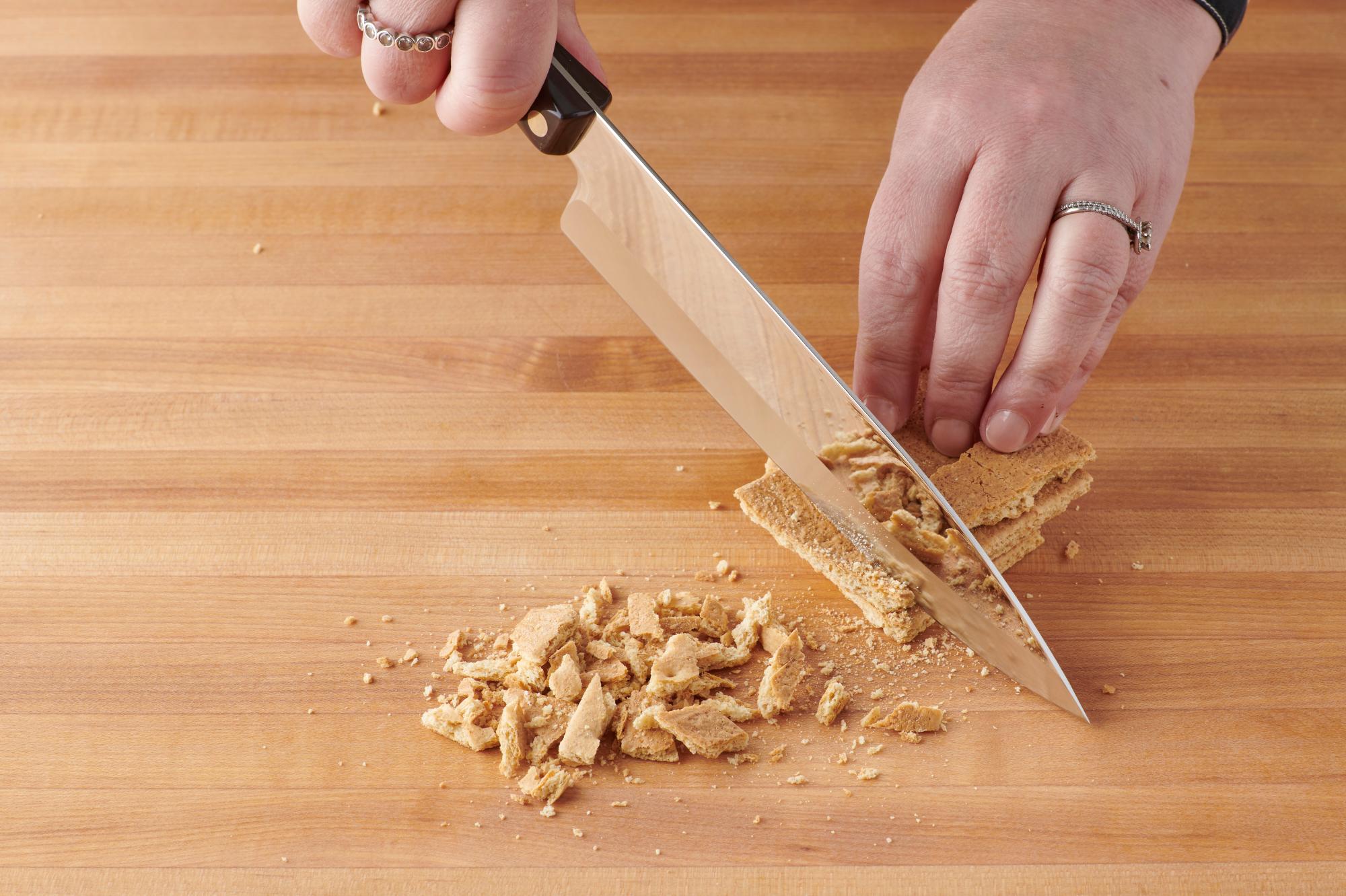 Chopping the graham crackers with a Petite Chef.